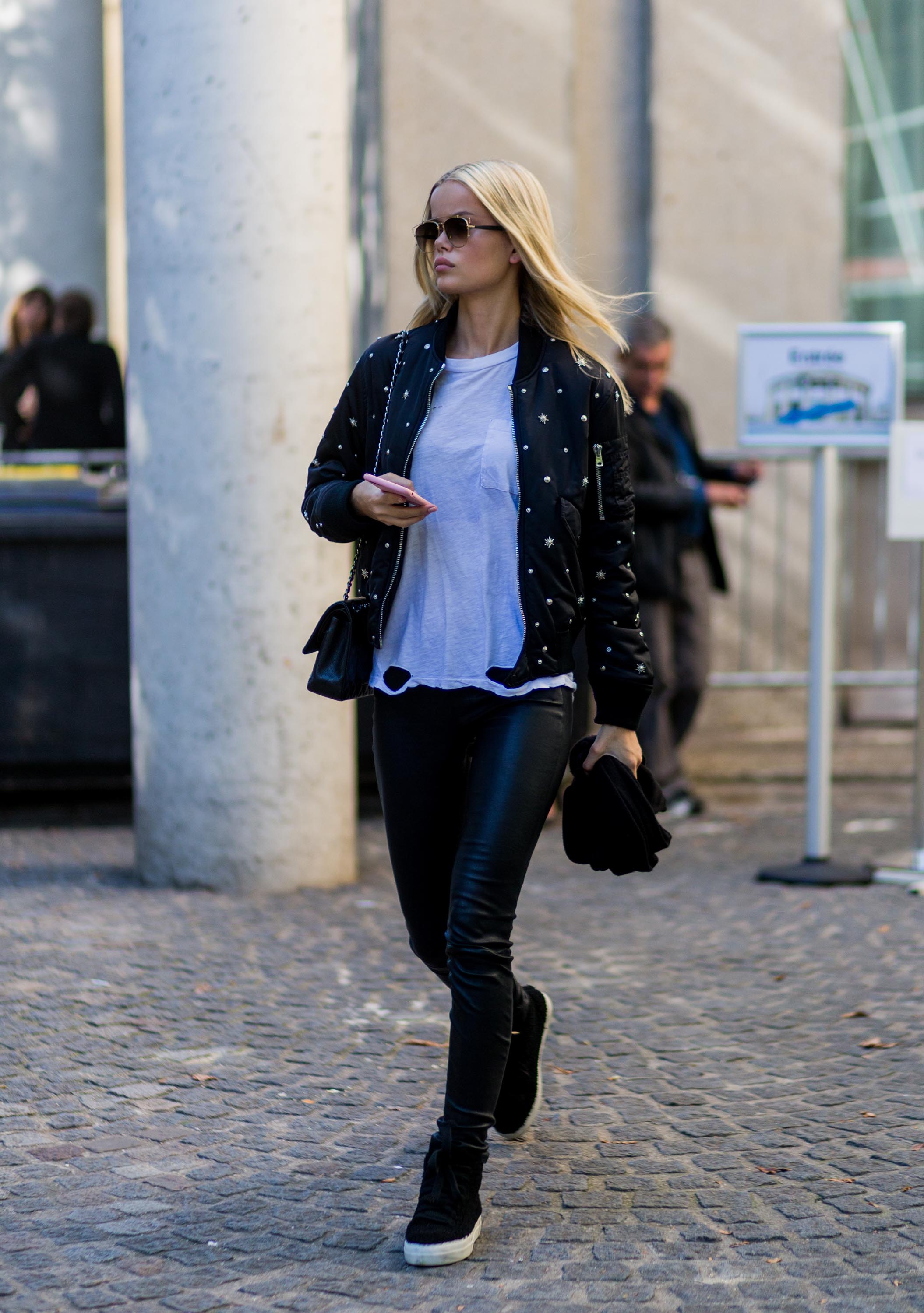 Frida Aasen outside Miu Miu on October 5, 2016 in Paris, France.