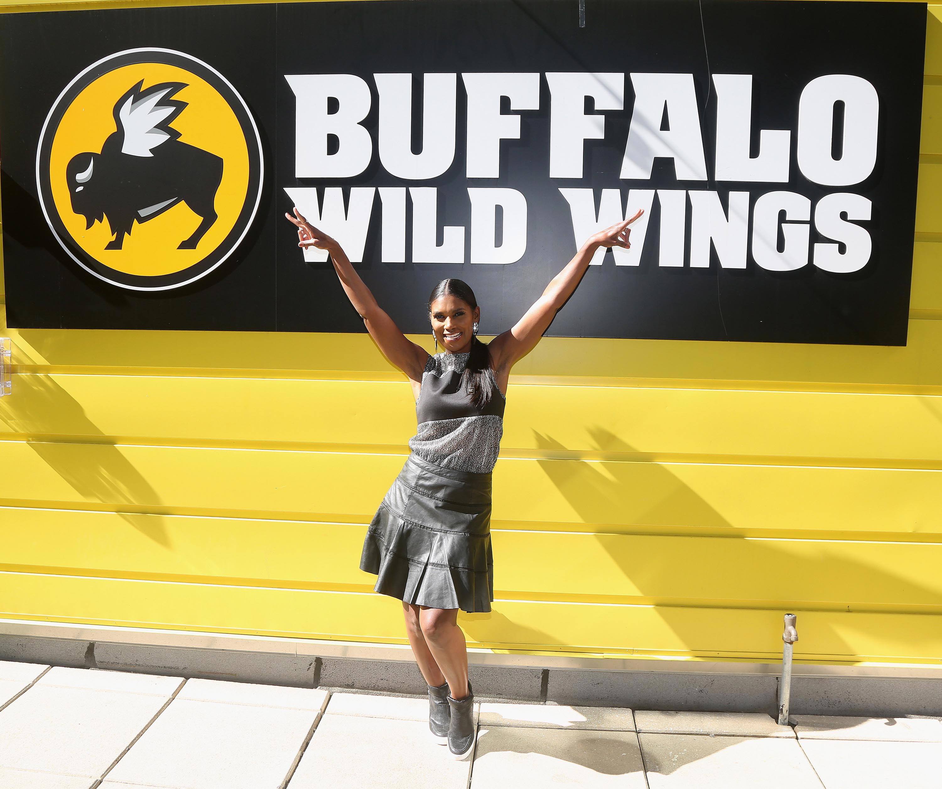 Denise Boutte visits Buffalo Wild Wings Times Square