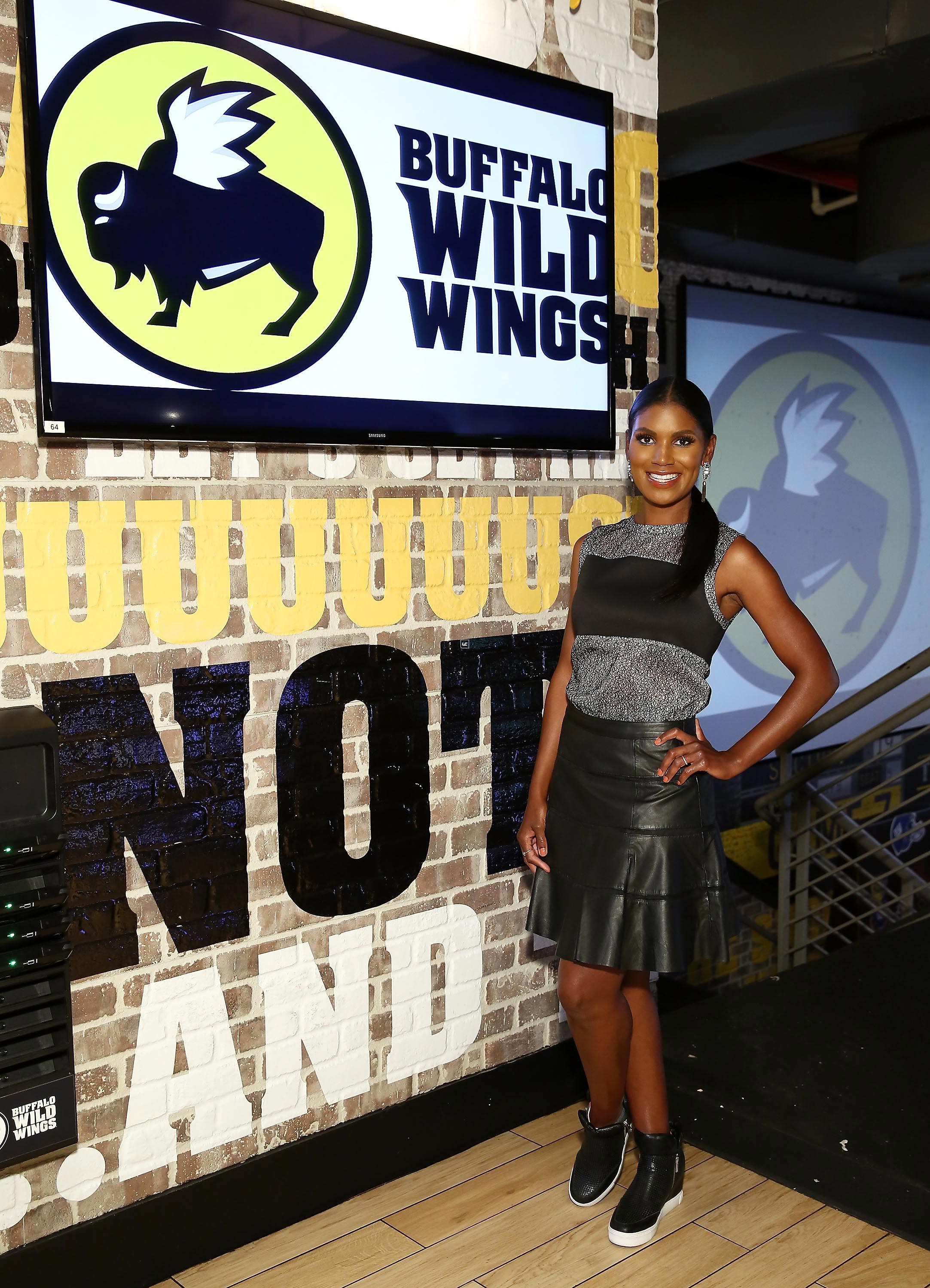 Denise Boutte visits Buffalo Wild Wings Times Square