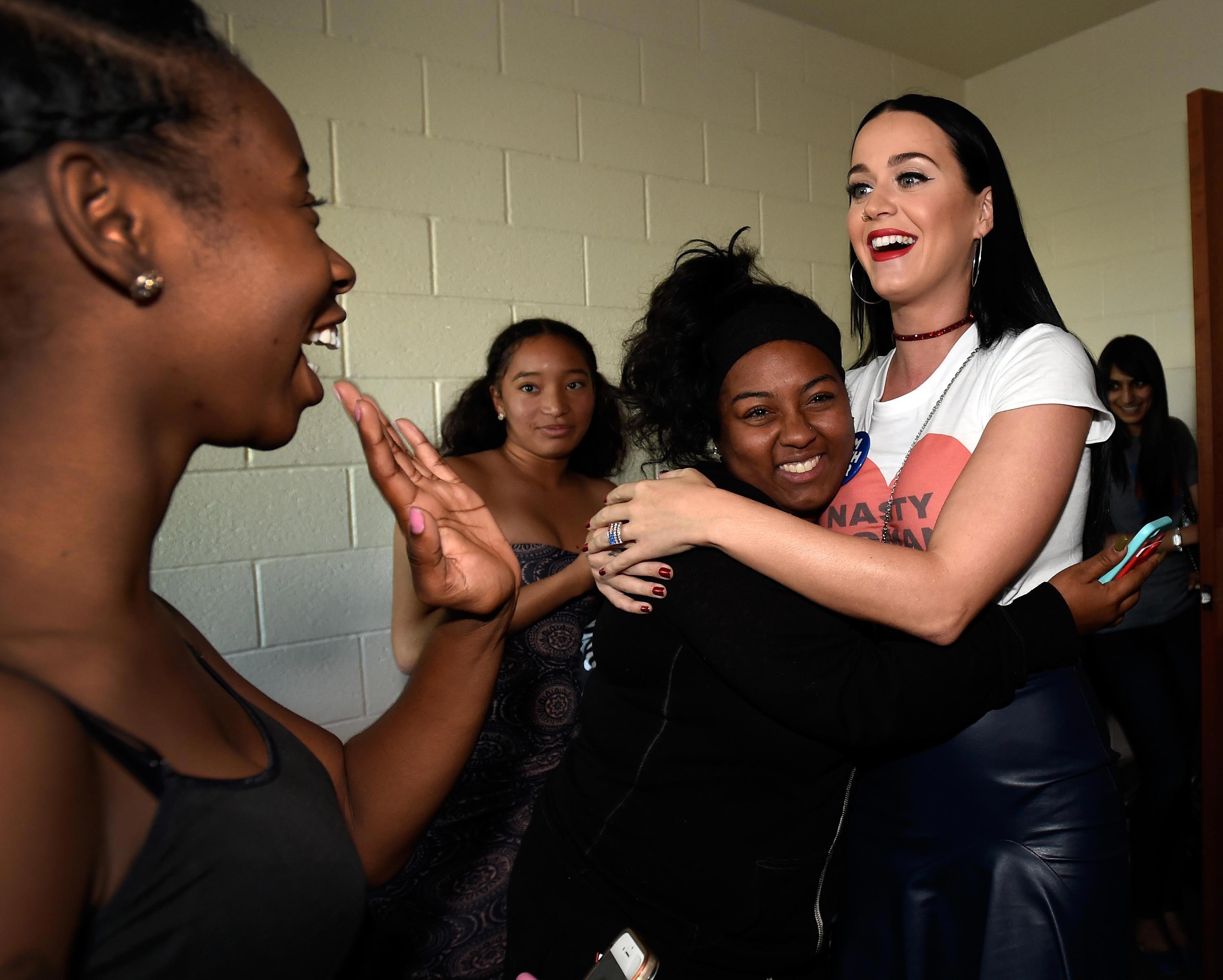 Katy Perry canvasses for Democratic presidential candidate Hillary Clinton