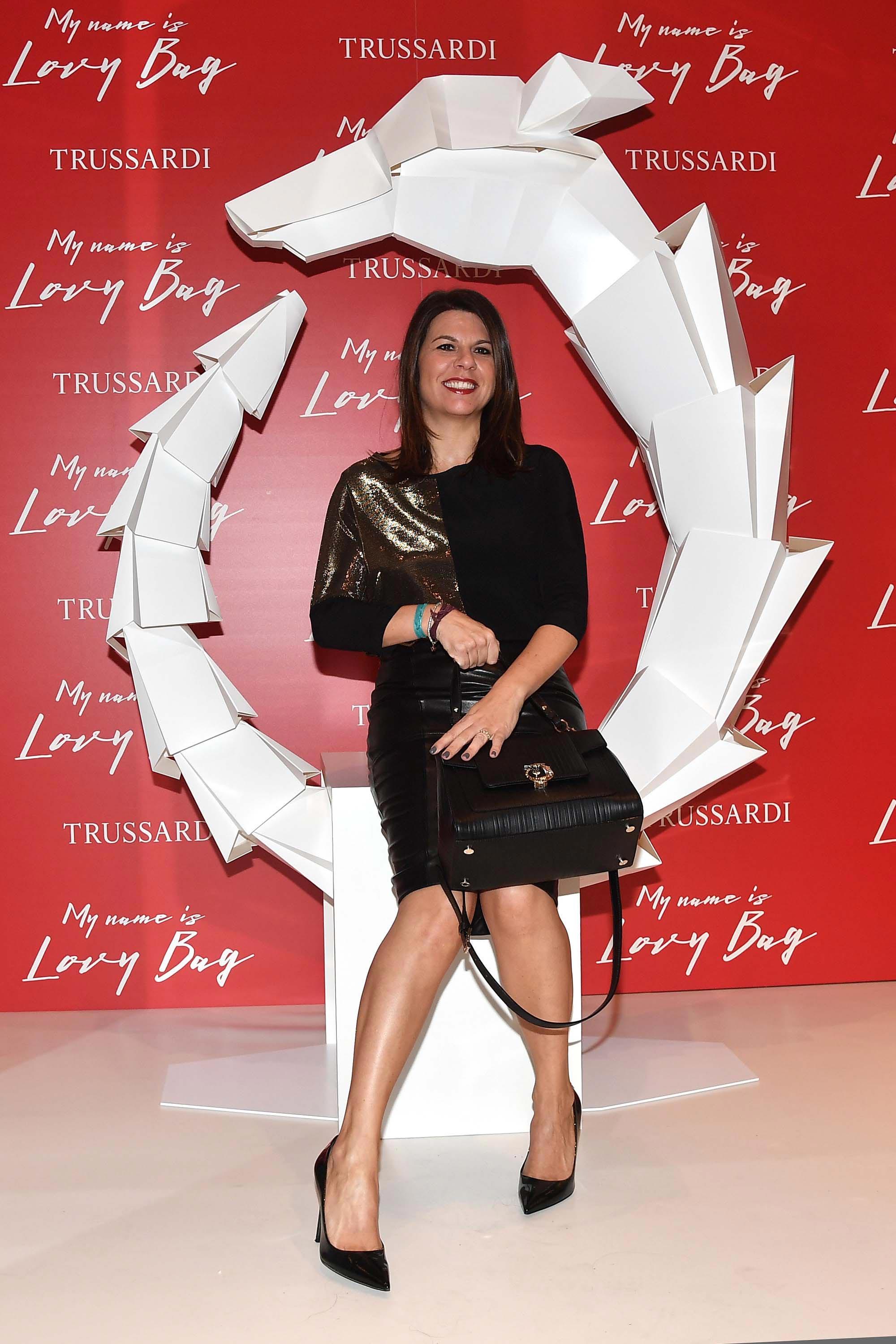 Geppi Cucciari attends Trussardi Lovy Bag Presentation