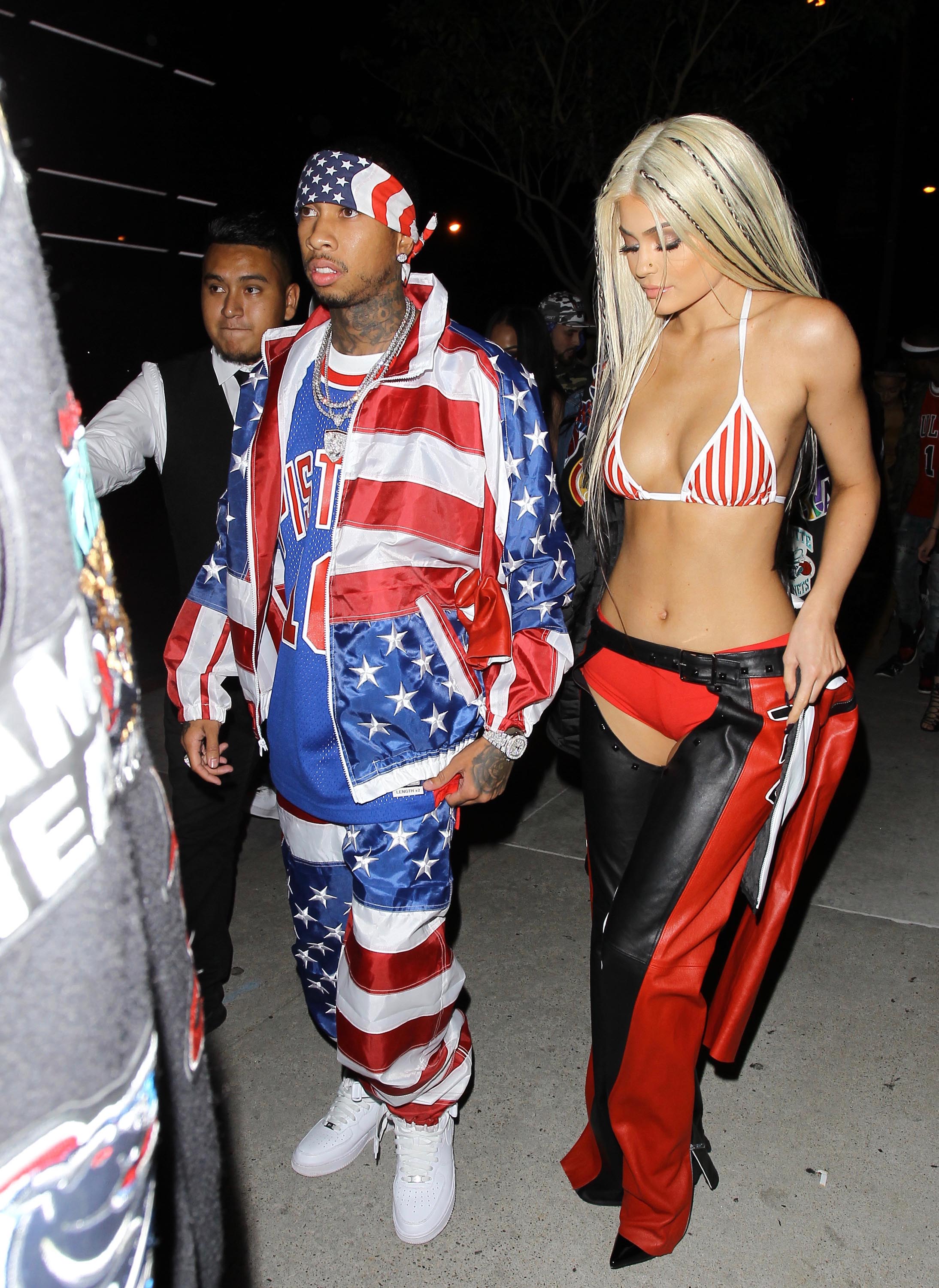 Kylie Jenner dressed as Dirty X-tina attends Bootsy Bellows Halloween party