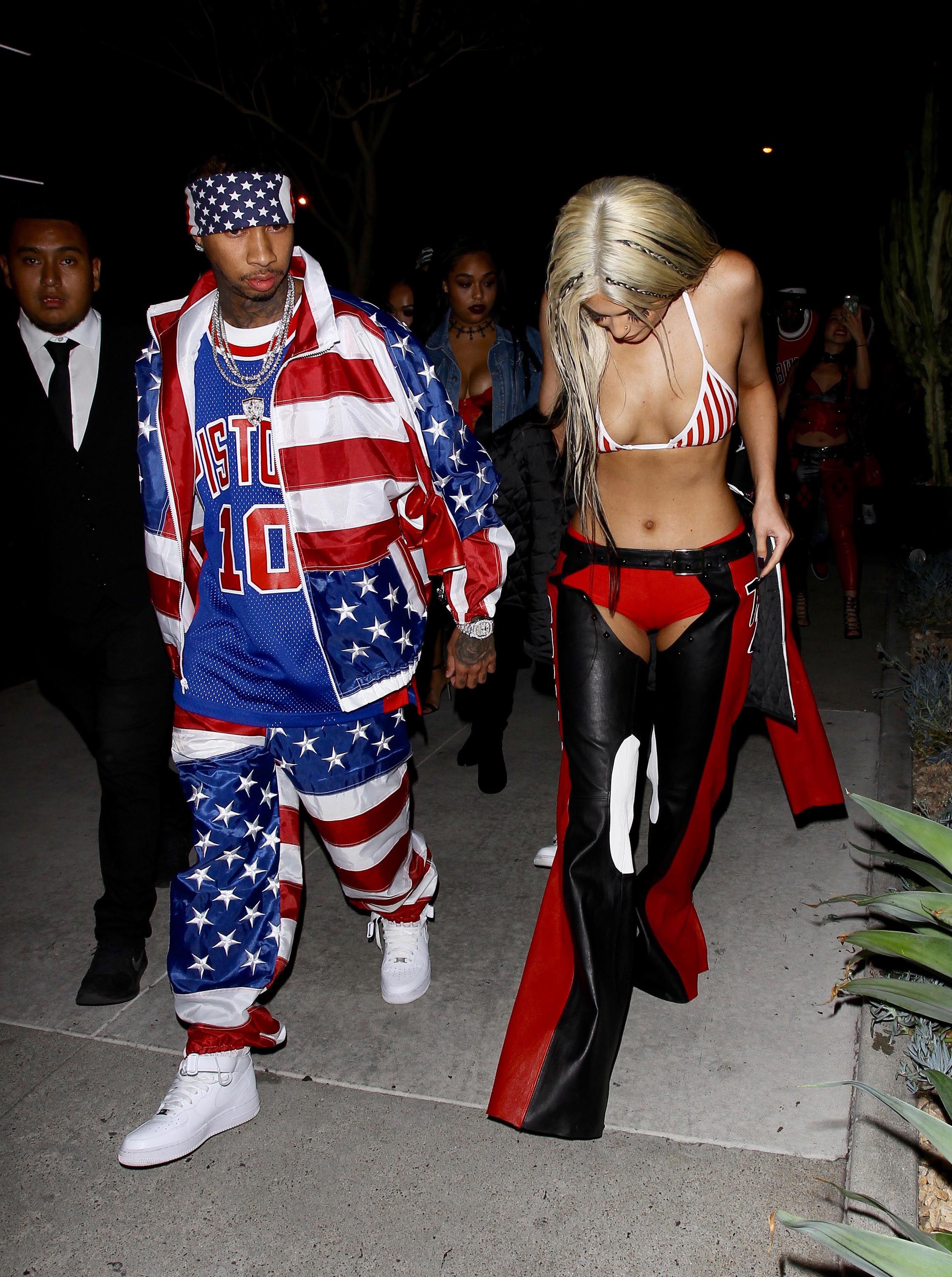 Kylie Jenner dressed as Dirty X-tina attends Bootsy Bellows Halloween party