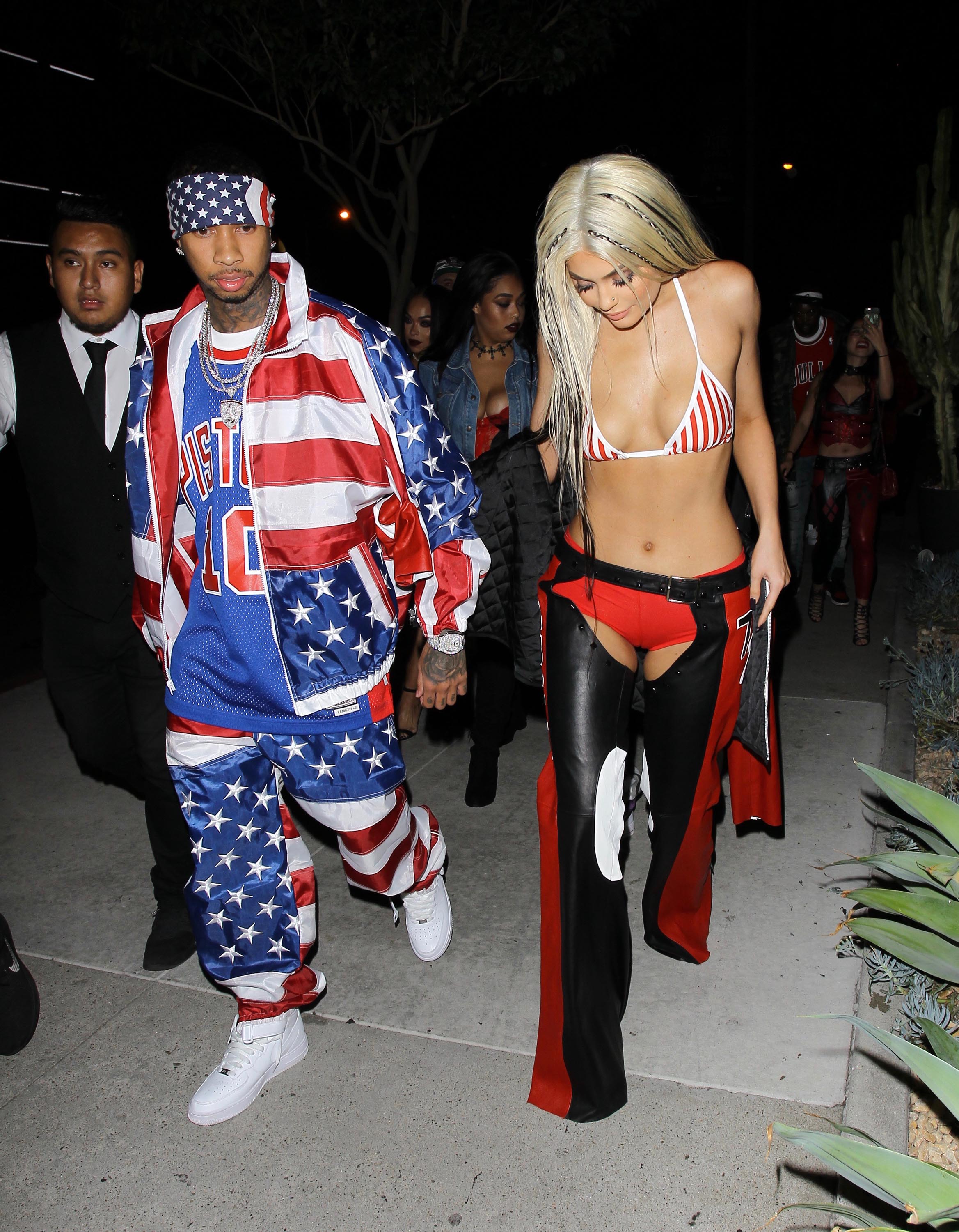 Kylie Jenner dressed as Dirty X-tina attends Bootsy Bellows Halloween party