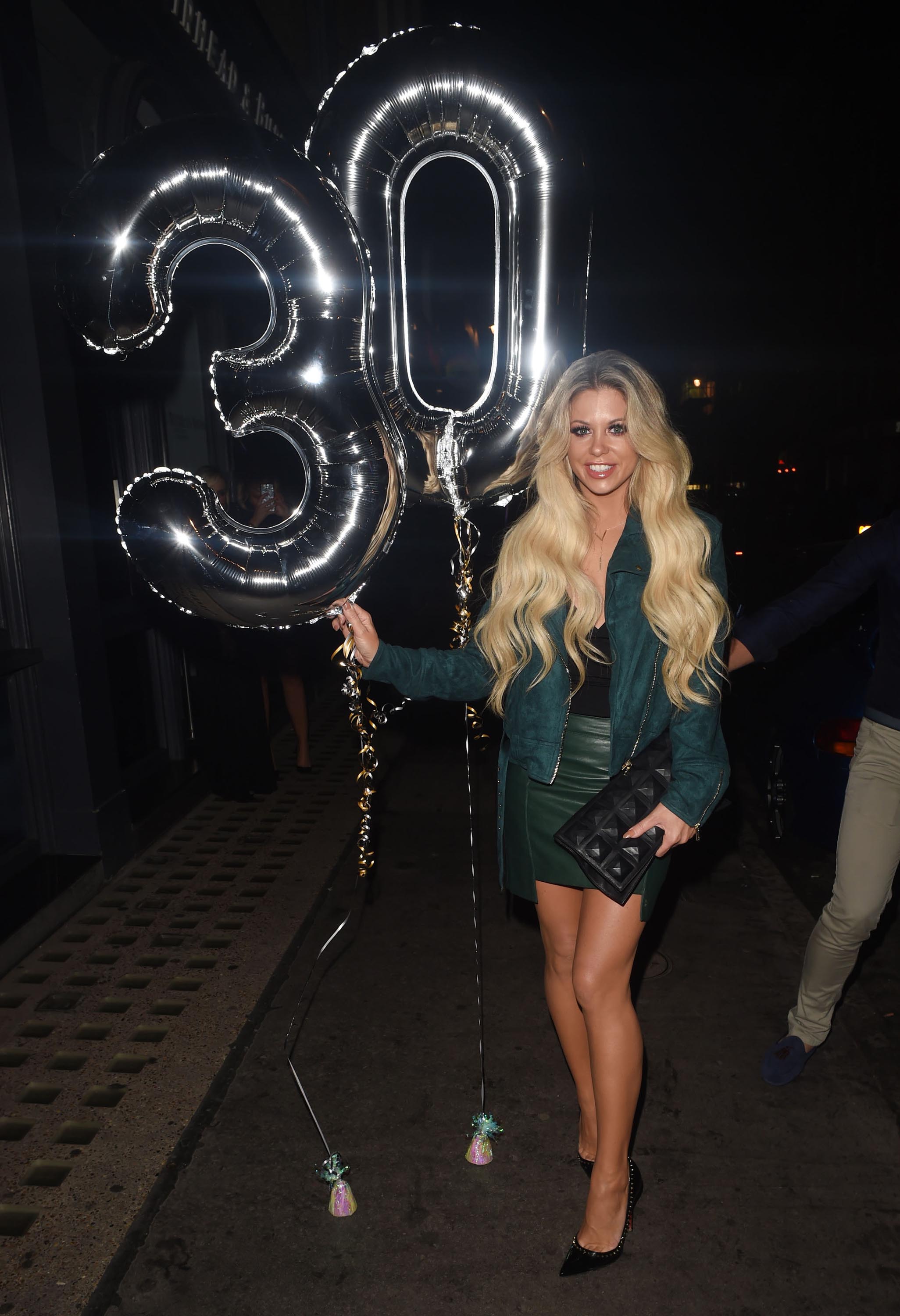 Bianca Gascoigne celebrating her 30th Birthday