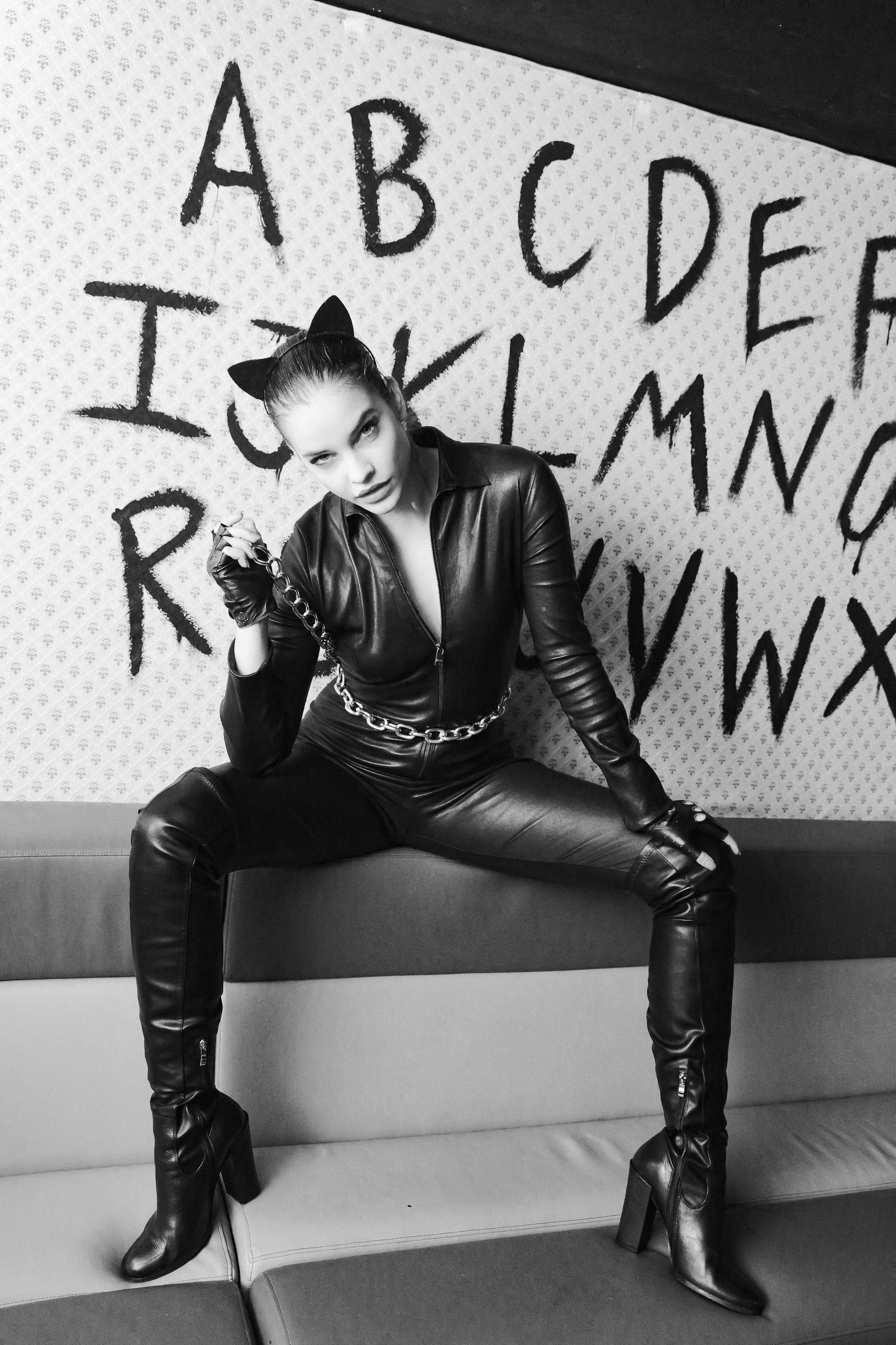 Barbara Palvin dressed as Catwoman at The Upside Down Club