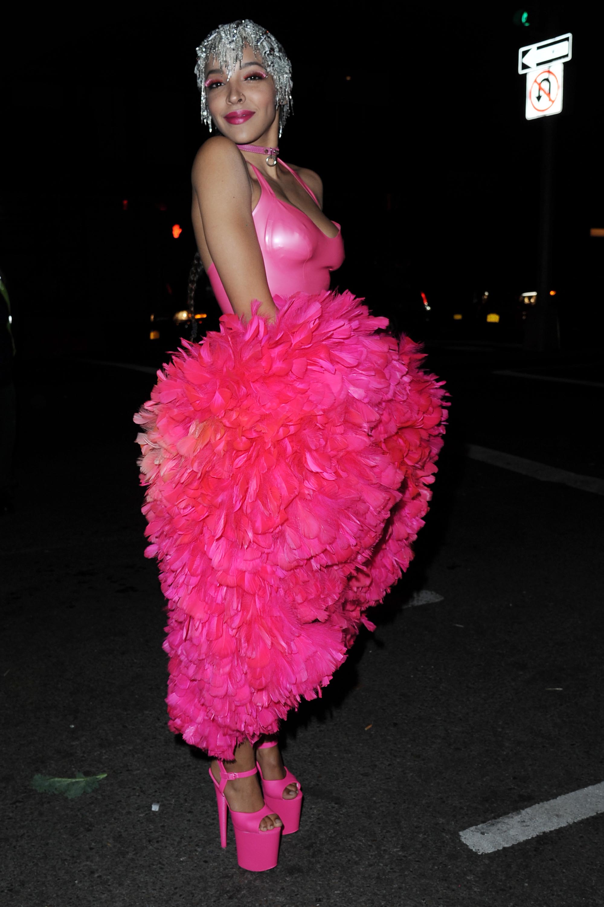 Tinashe is seen arriving at Heidi Klum’s 17th Annual Halloween Party