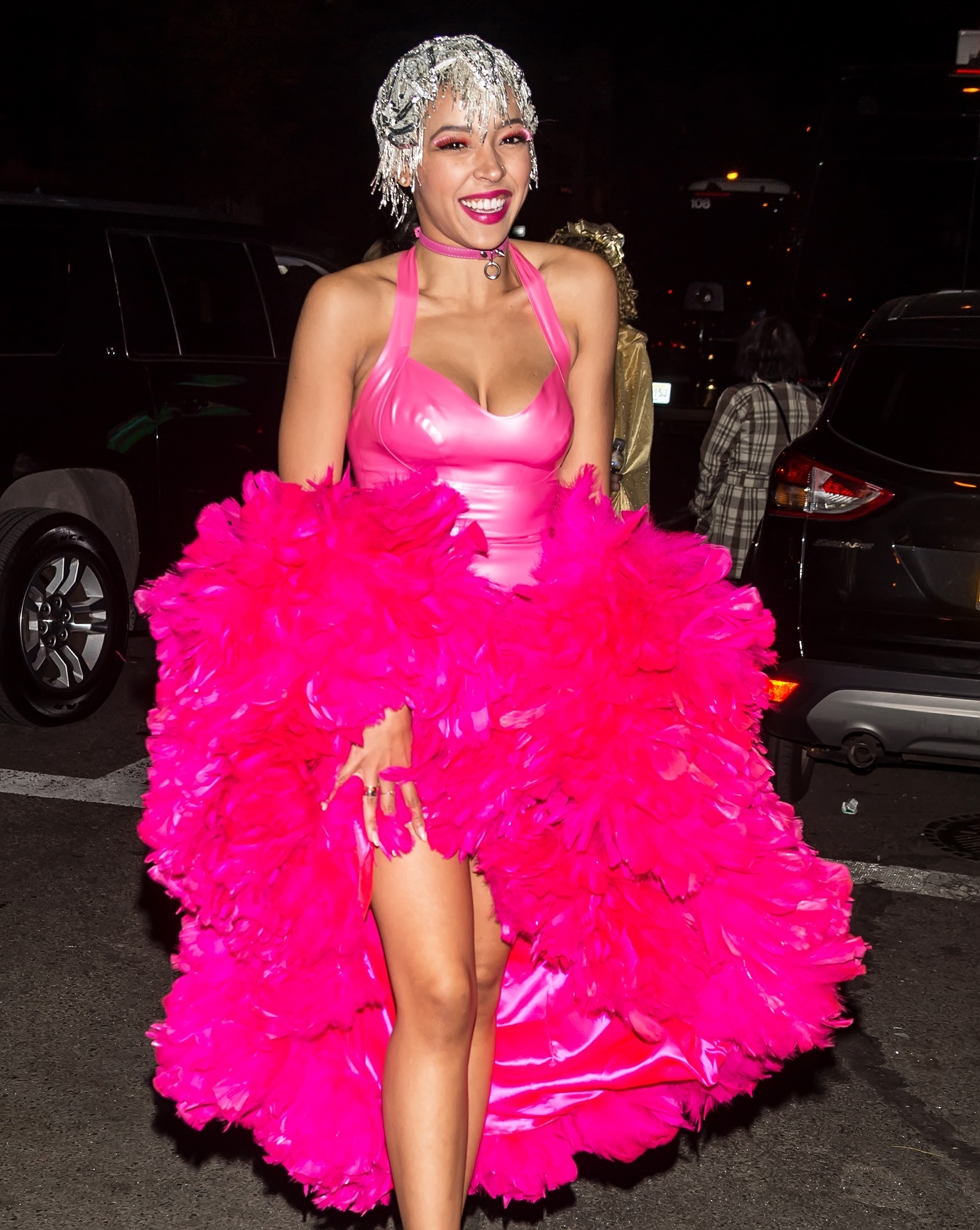 Tinashe is seen arriving at Heidi Klum’s 17th Annual Halloween Party