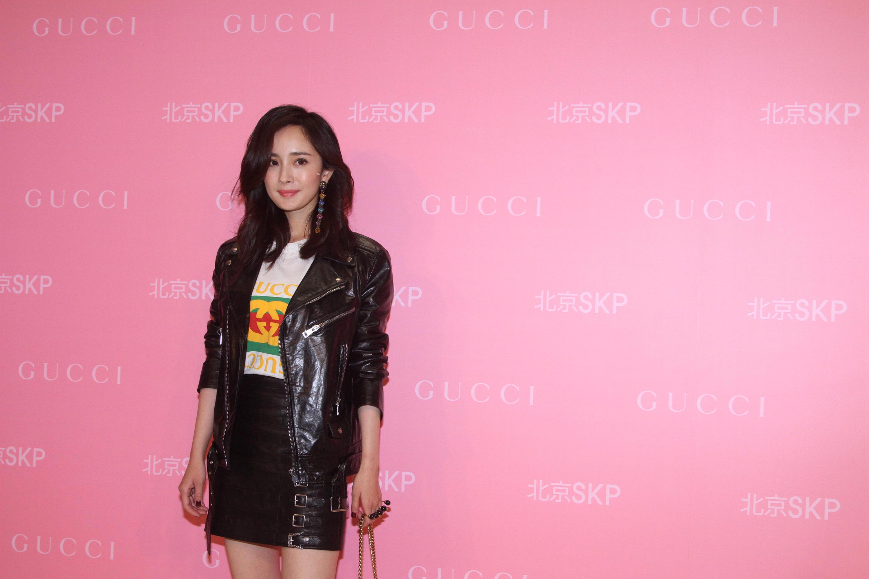 Yang Mi attends an opening ceremony of Shin Kong Place flagship store