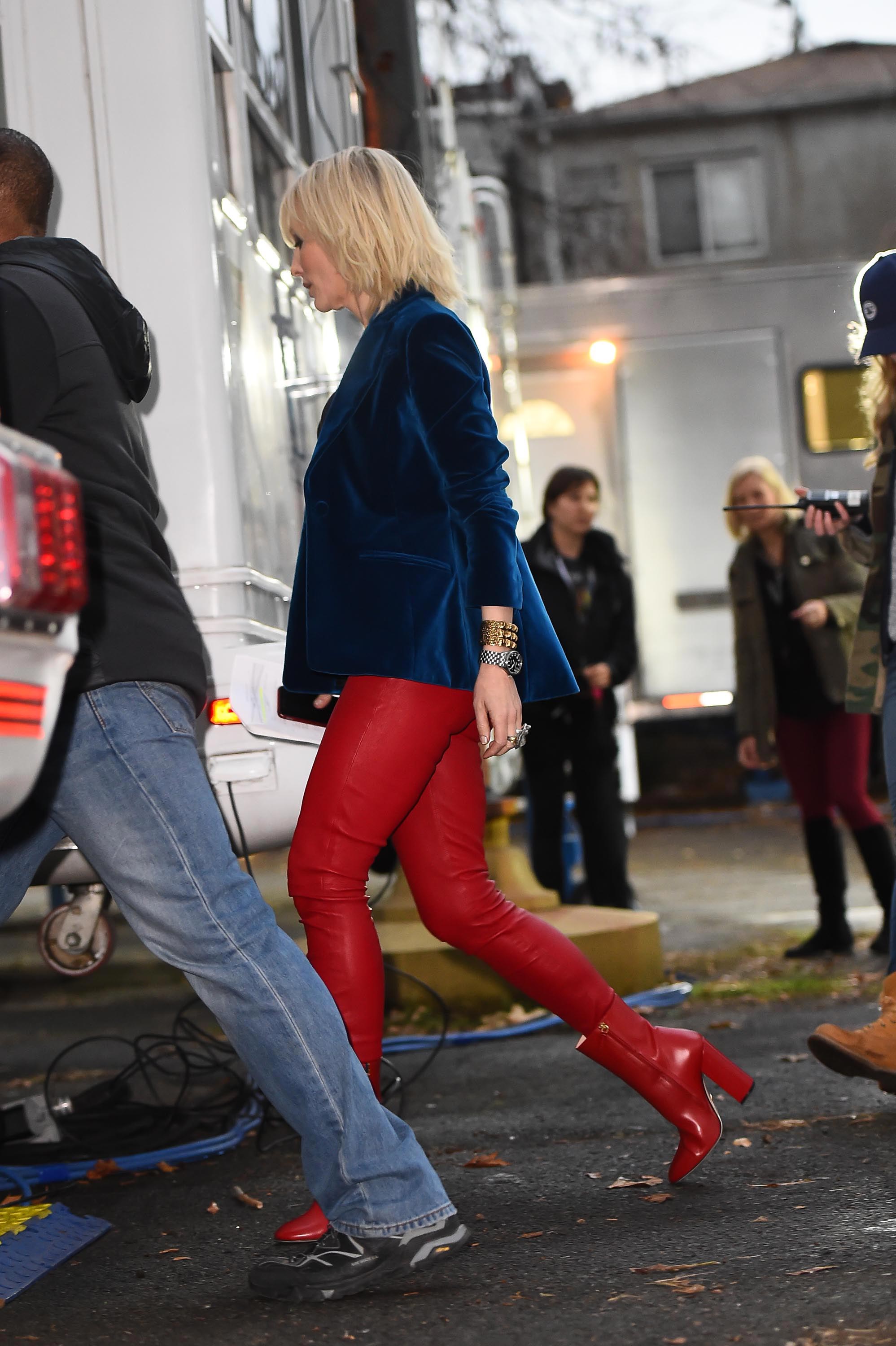 Cate Blanchett is seen on the set of Ocean’s Eight