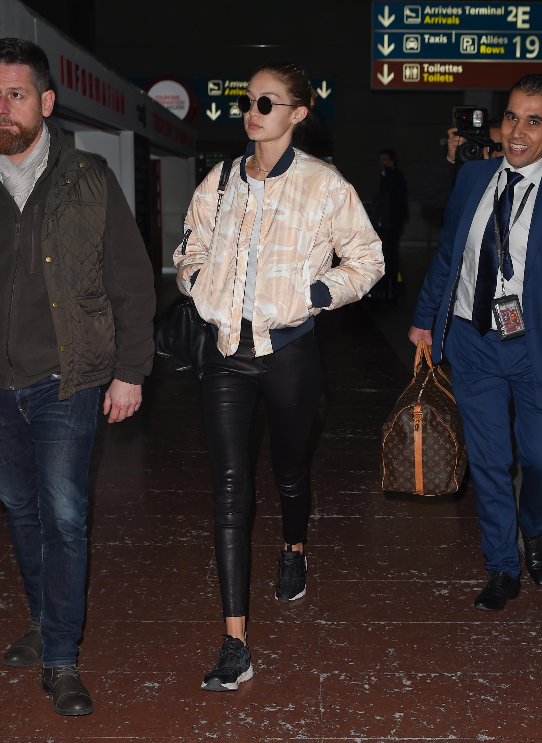 Gigi Hadid arrives at Paris CDG Airport