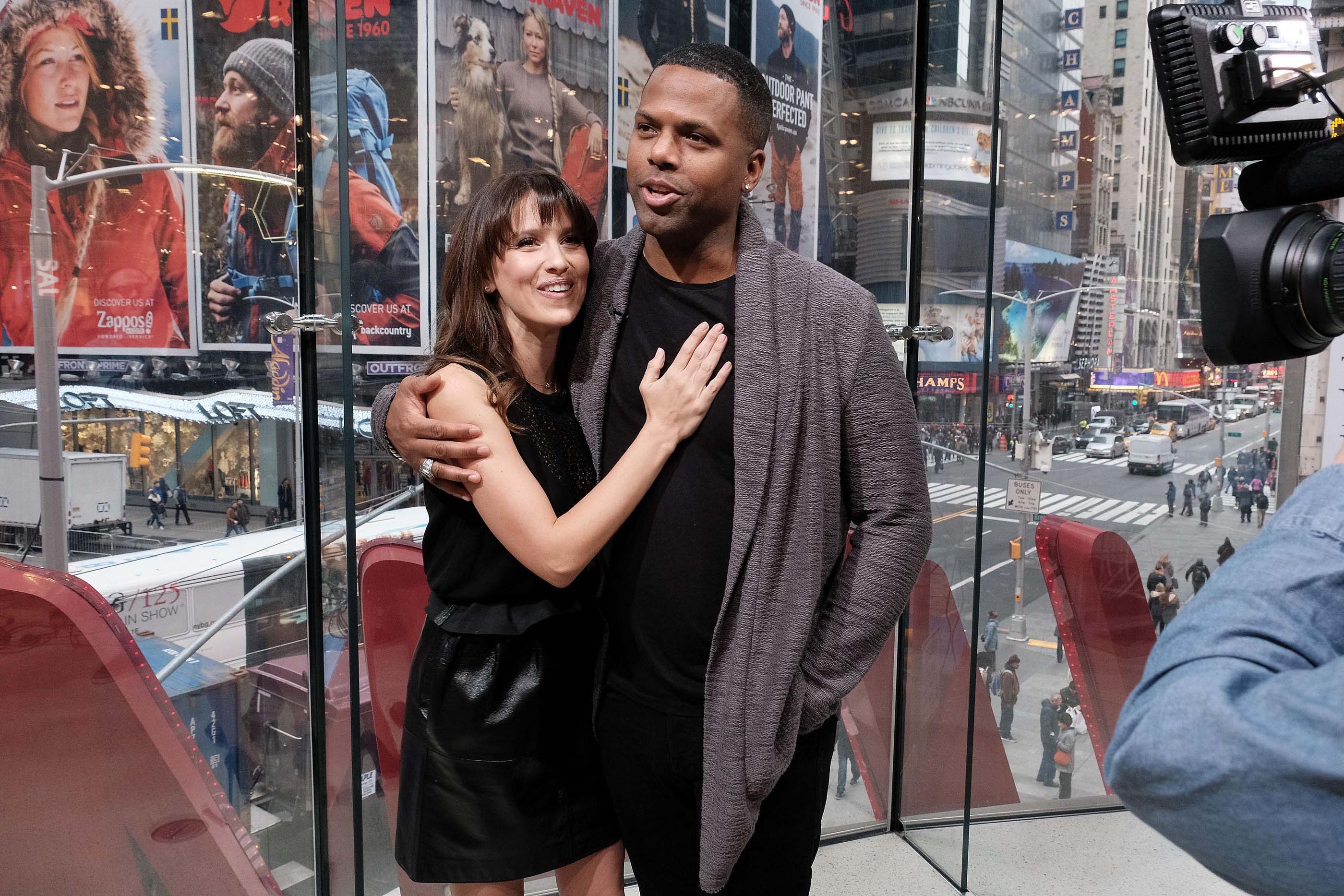 Hilaria Baldwin visits Extra at their New York studios