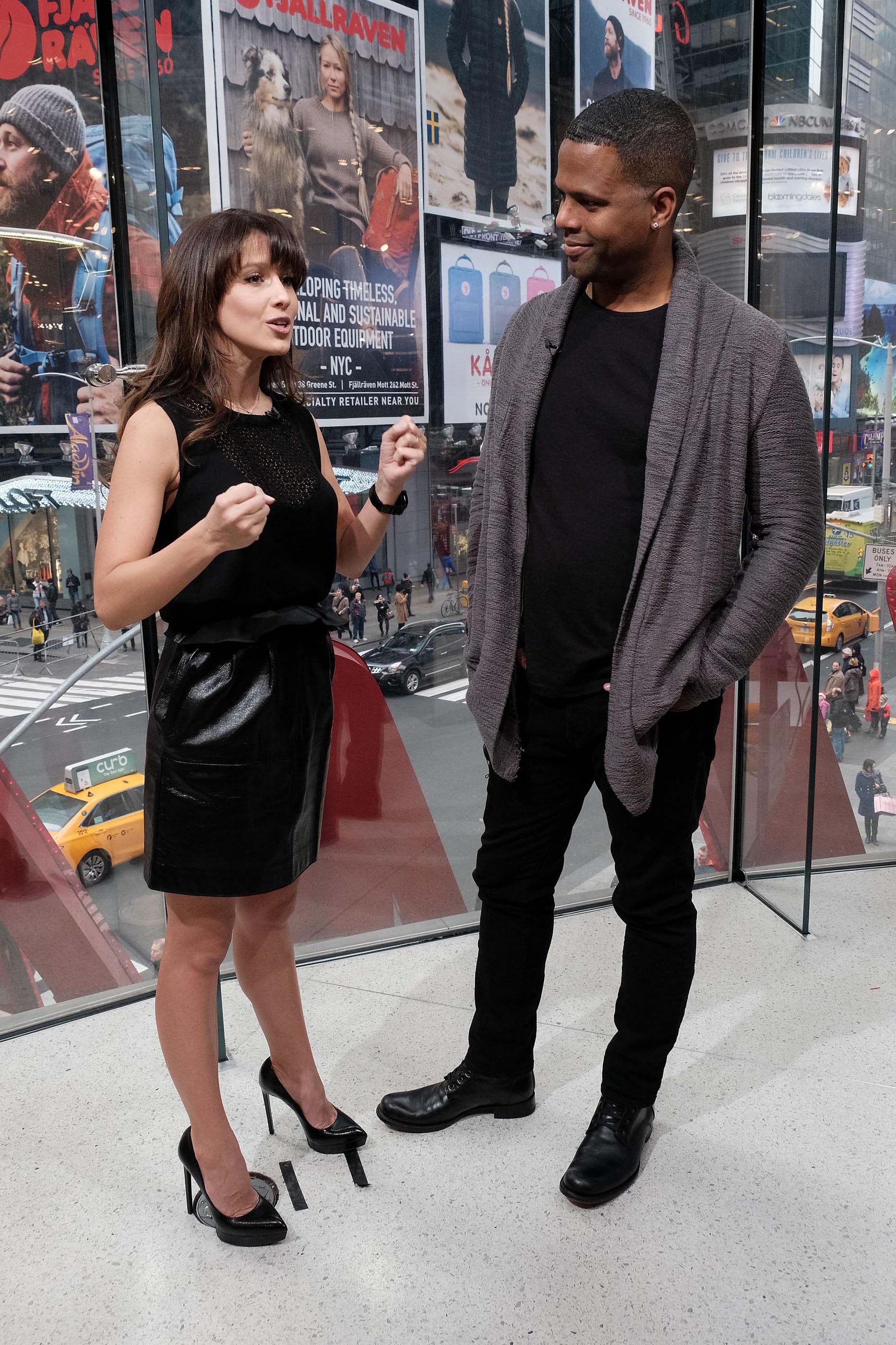 Hilaria Baldwin visits Extra at their New York studios