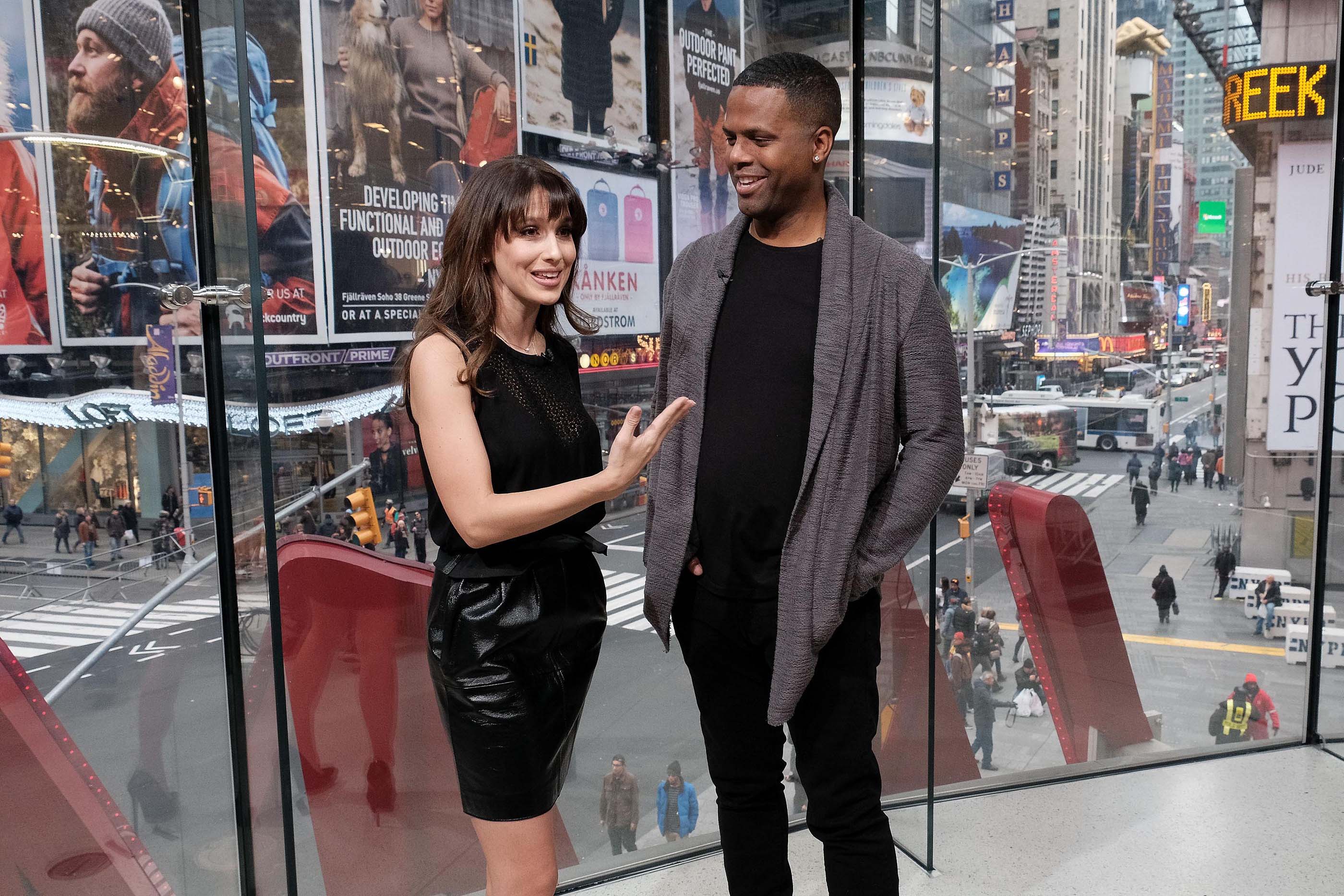 Hilaria Baldwin visits Extra at their New York studios