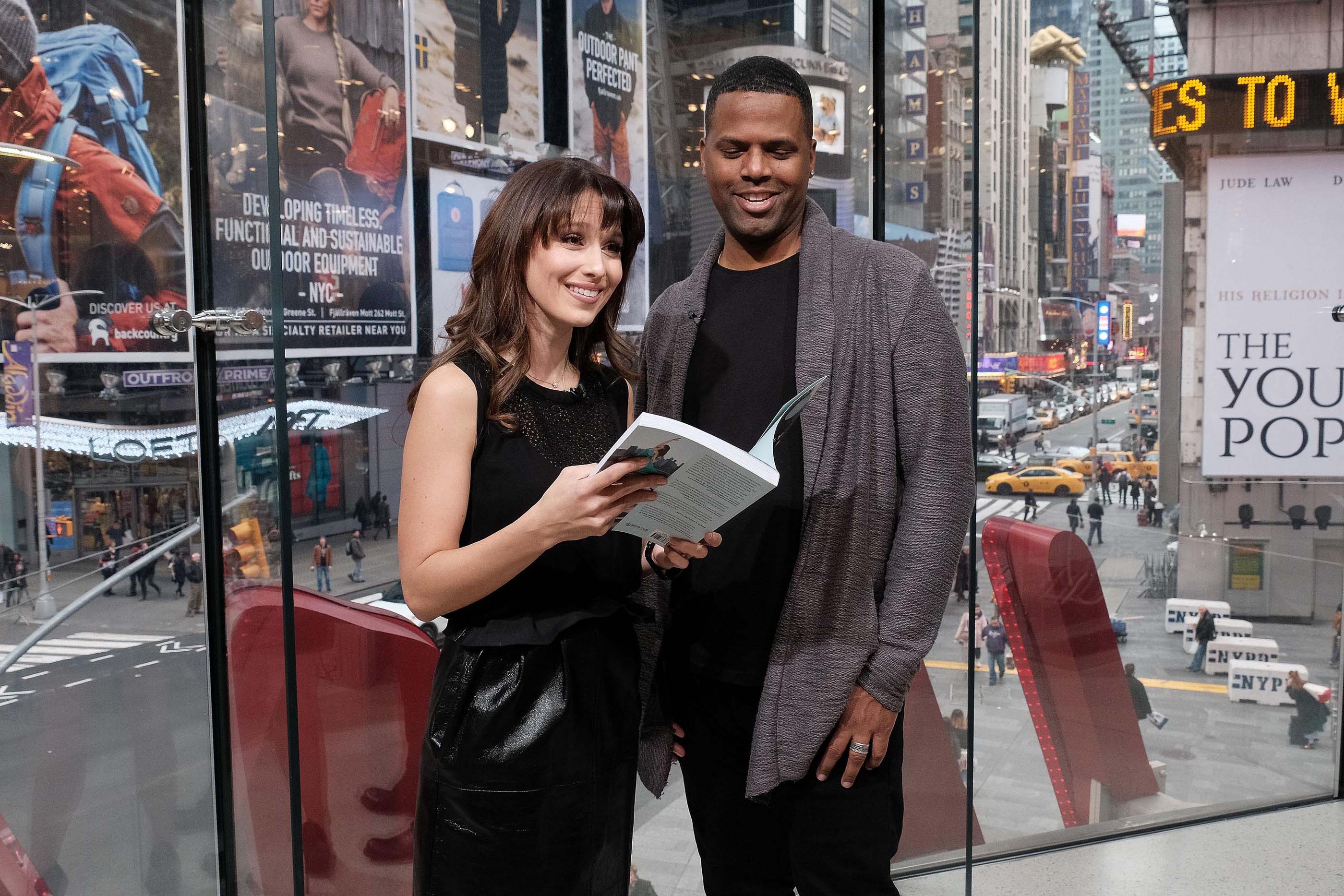 Hilaria Baldwin visits Extra at their New York studios