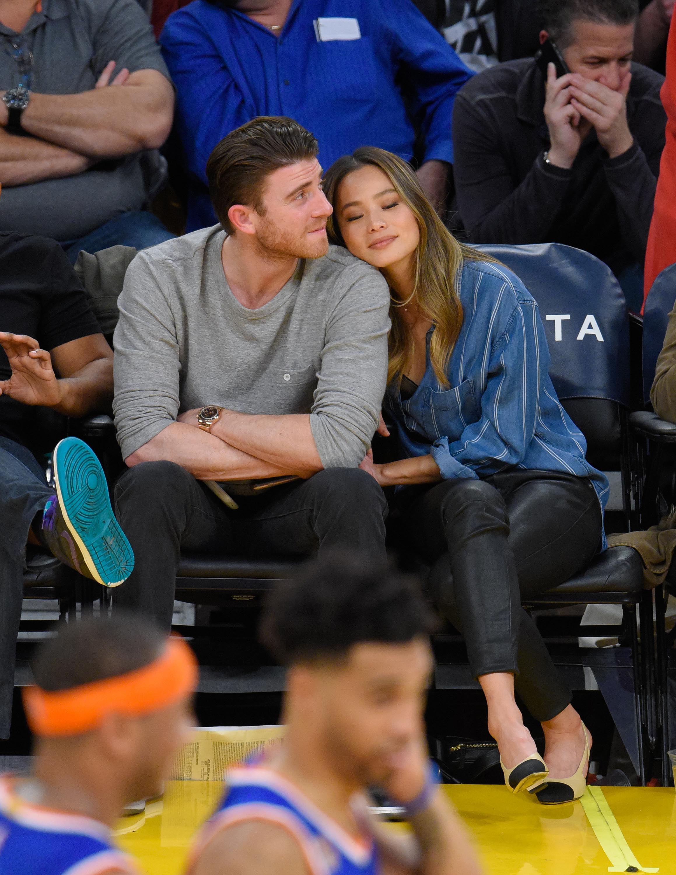 Jamie Chung attends a basketball game