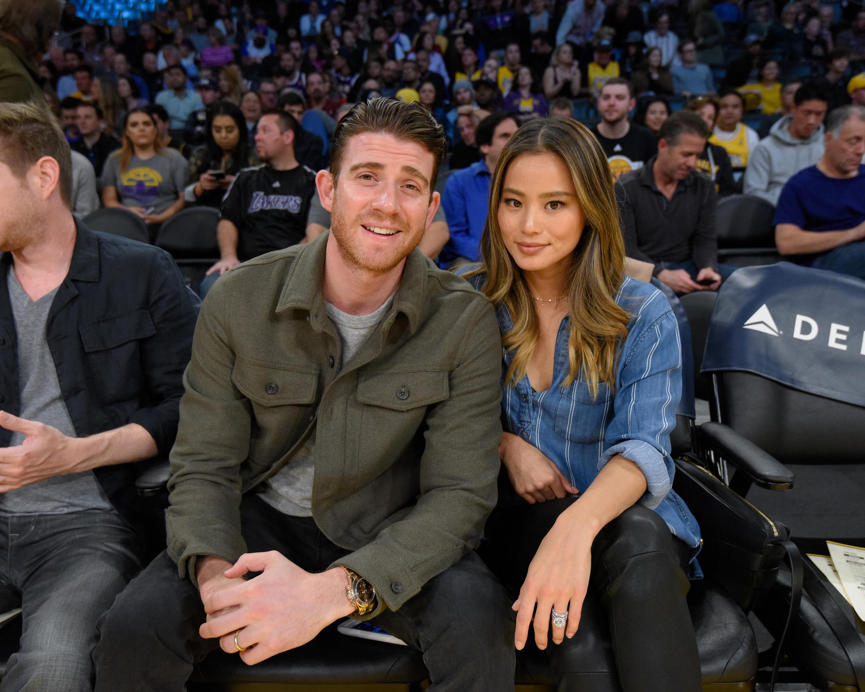 Jamie Chung attends a basketball game