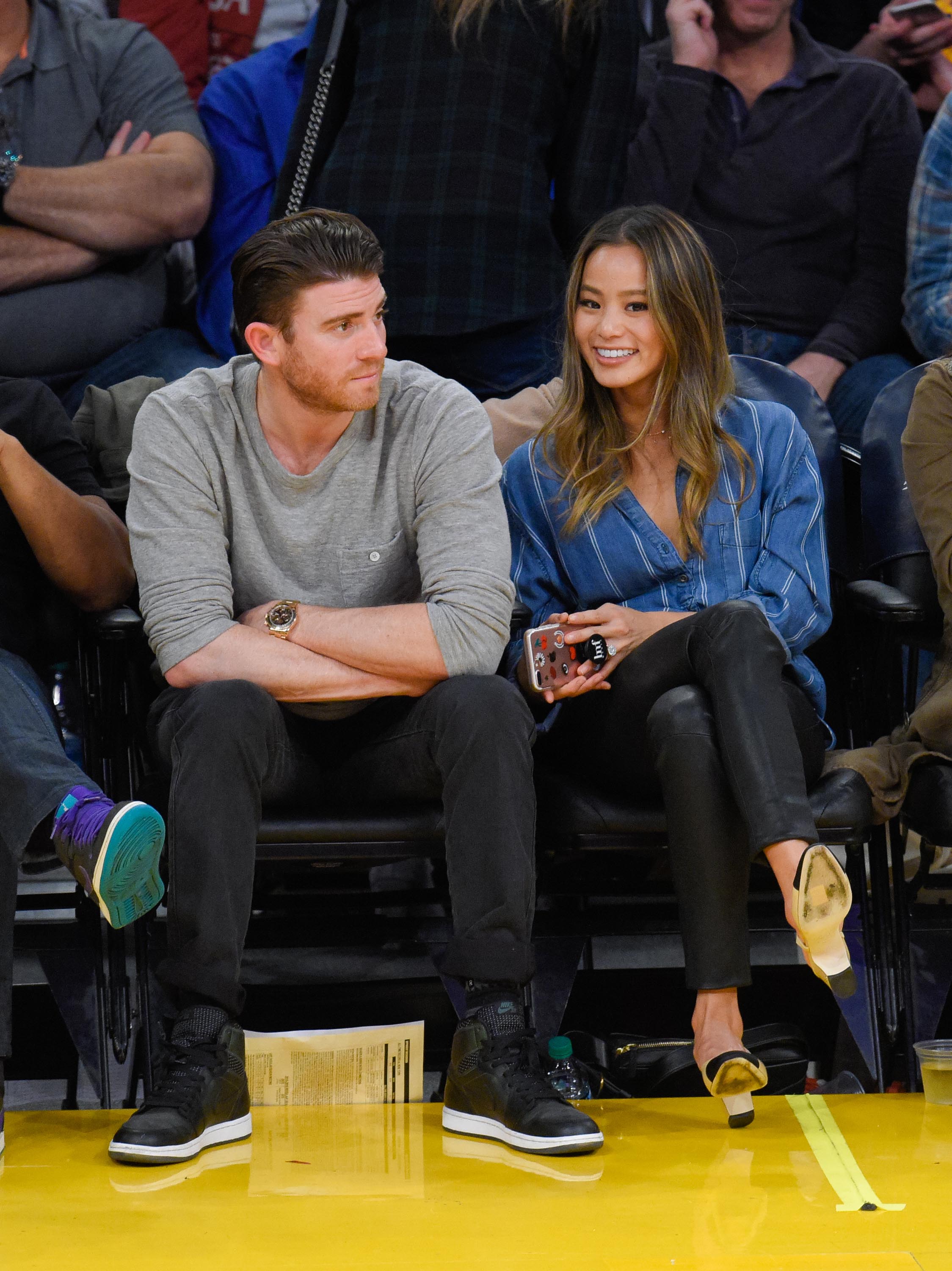 Jamie Chung attends a basketball game