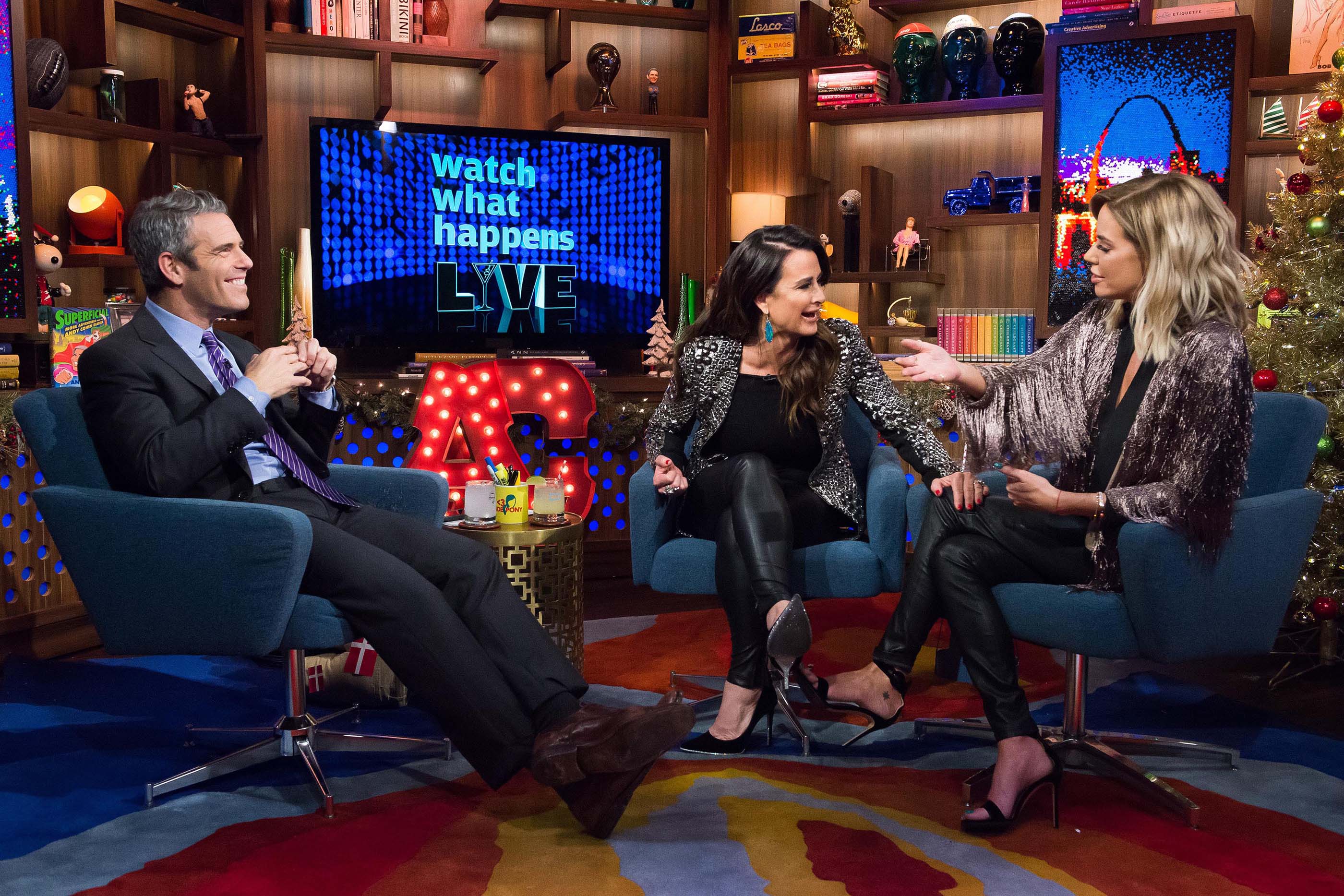 Kyle Richards and Caroline Stanbury at Watch What Happens Live