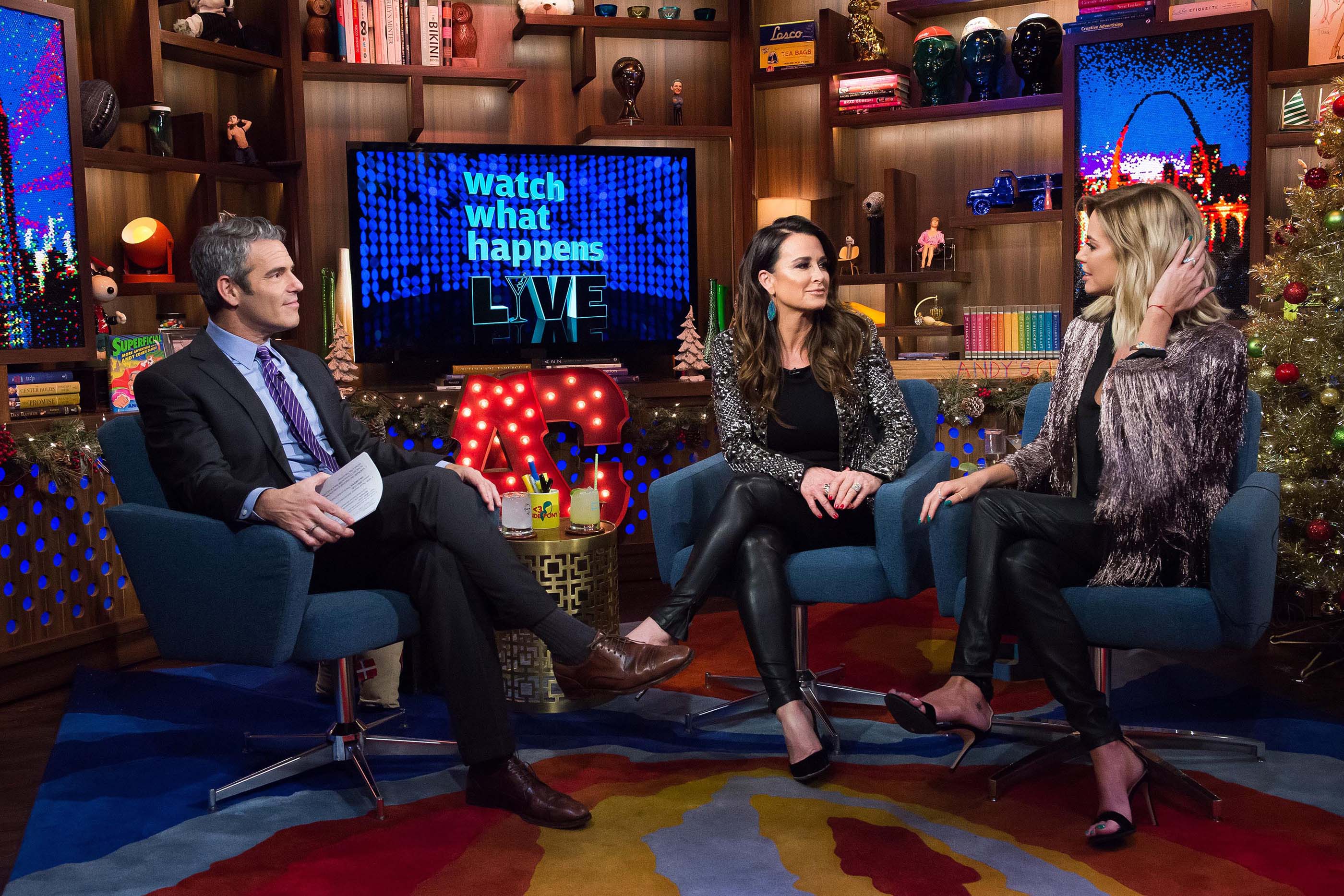 Kyle Richards and Caroline Stanbury at Watch What Happens Live