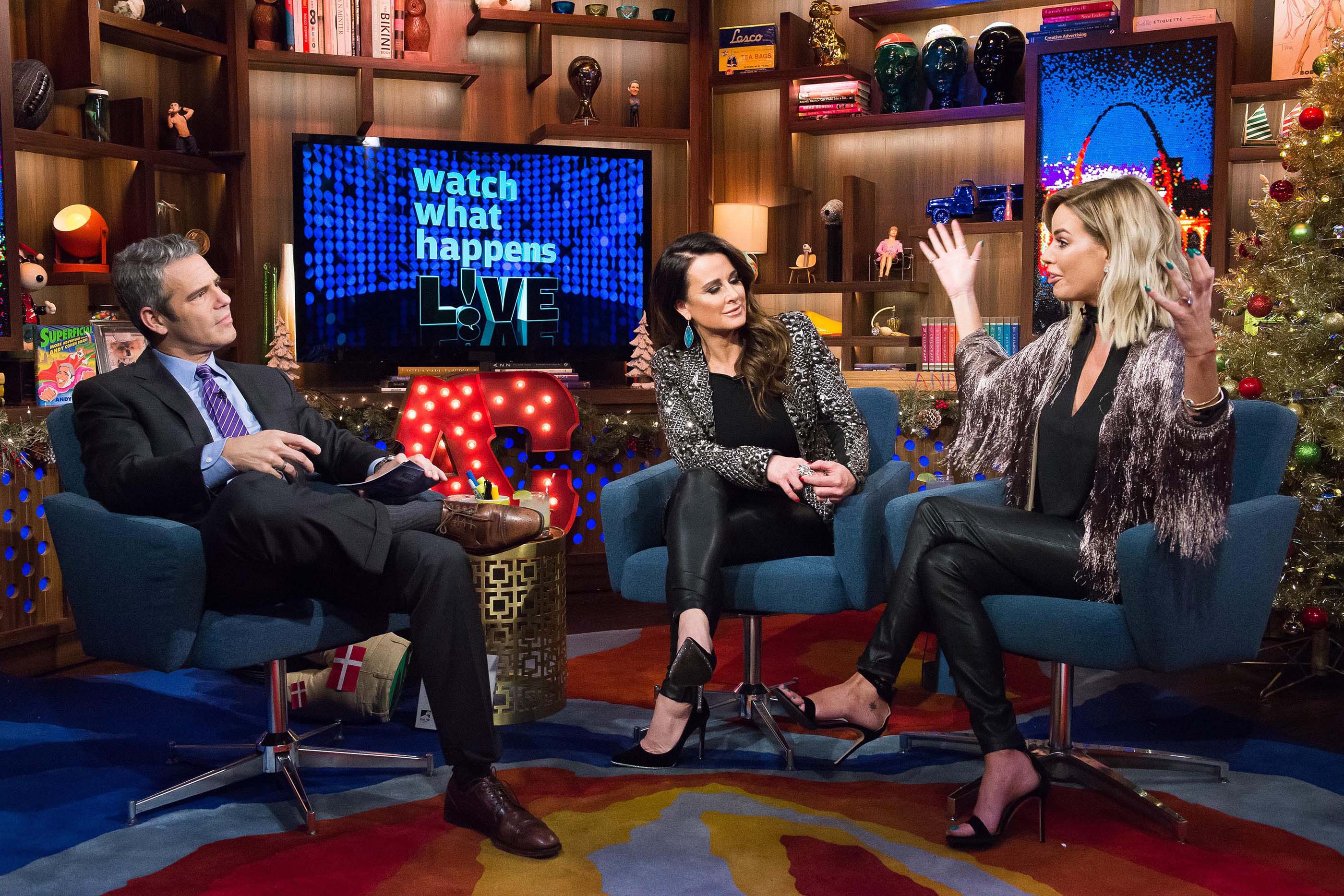 Kyle Richards and Caroline Stanbury at Watch What Happens Live