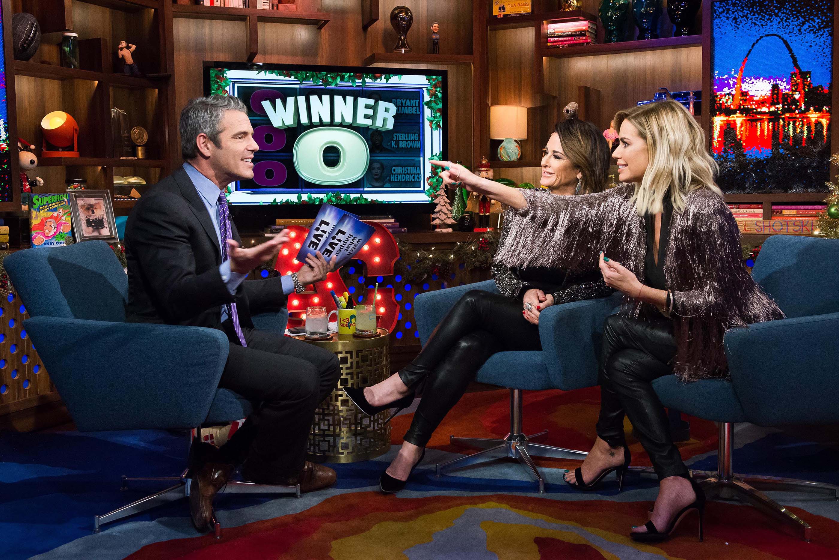 Kyle Richards and Caroline Stanbury at Watch What Happens Live