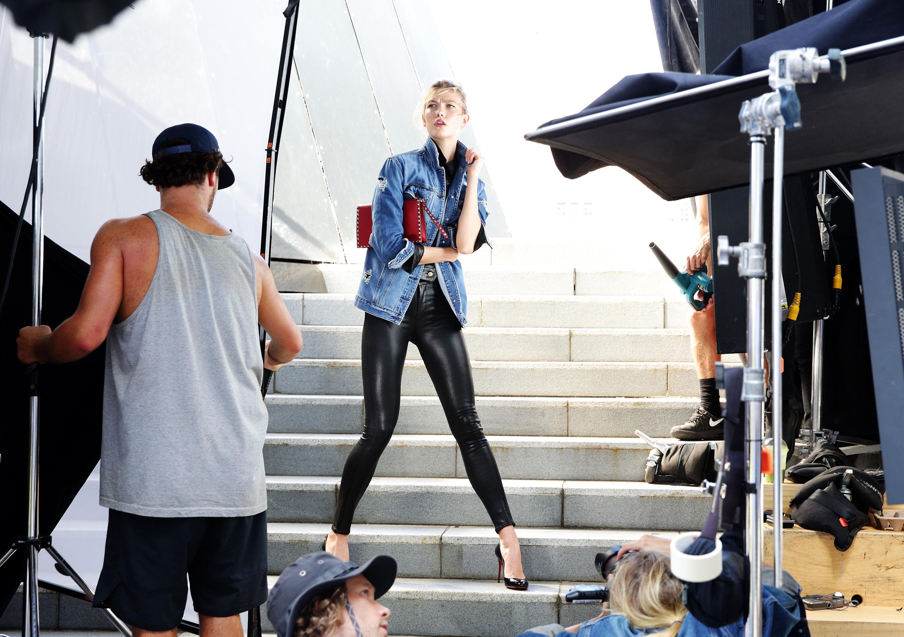 Karlie Kloss - David Jones advert on set filming