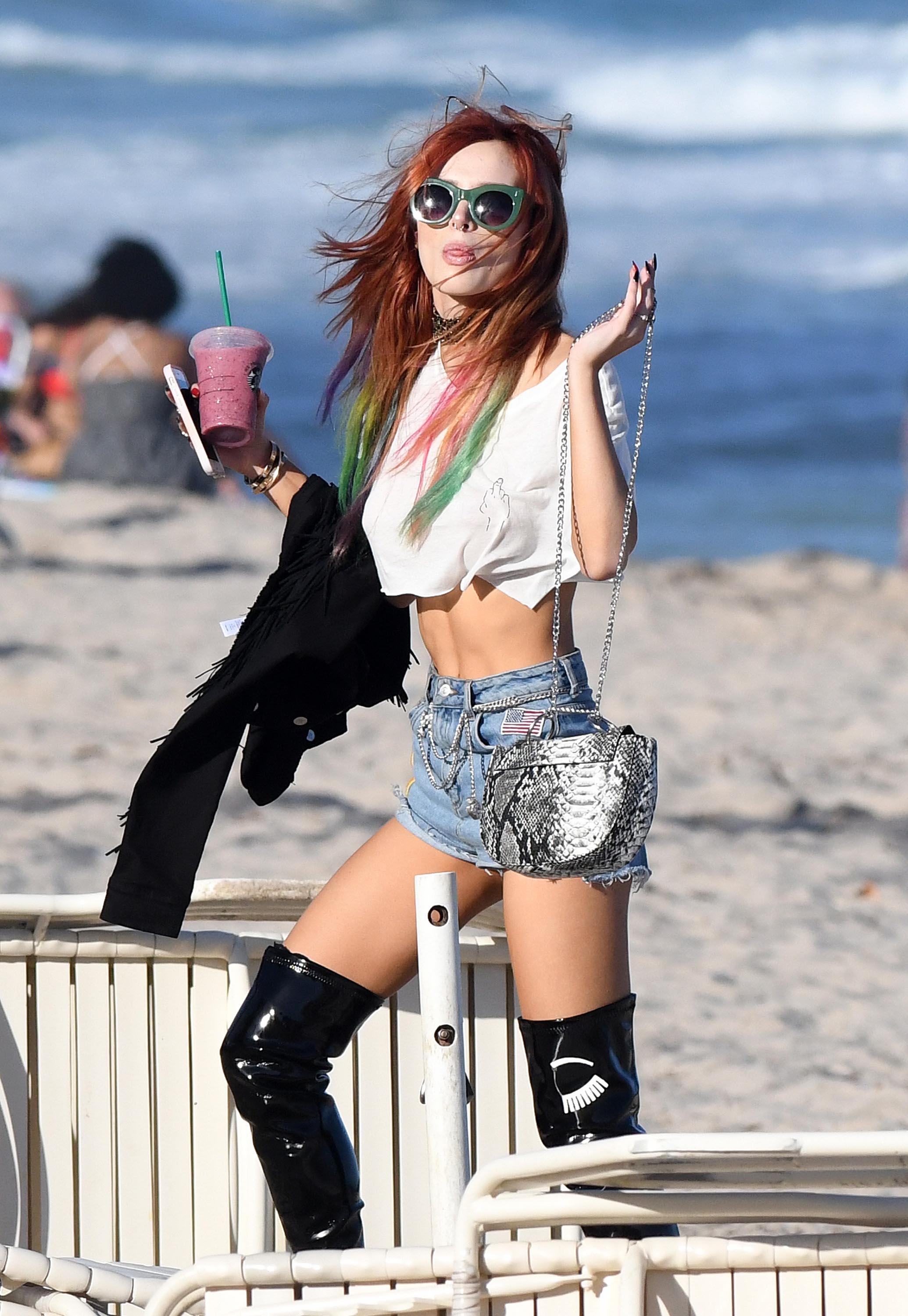 Bella Thorne seen at a beach