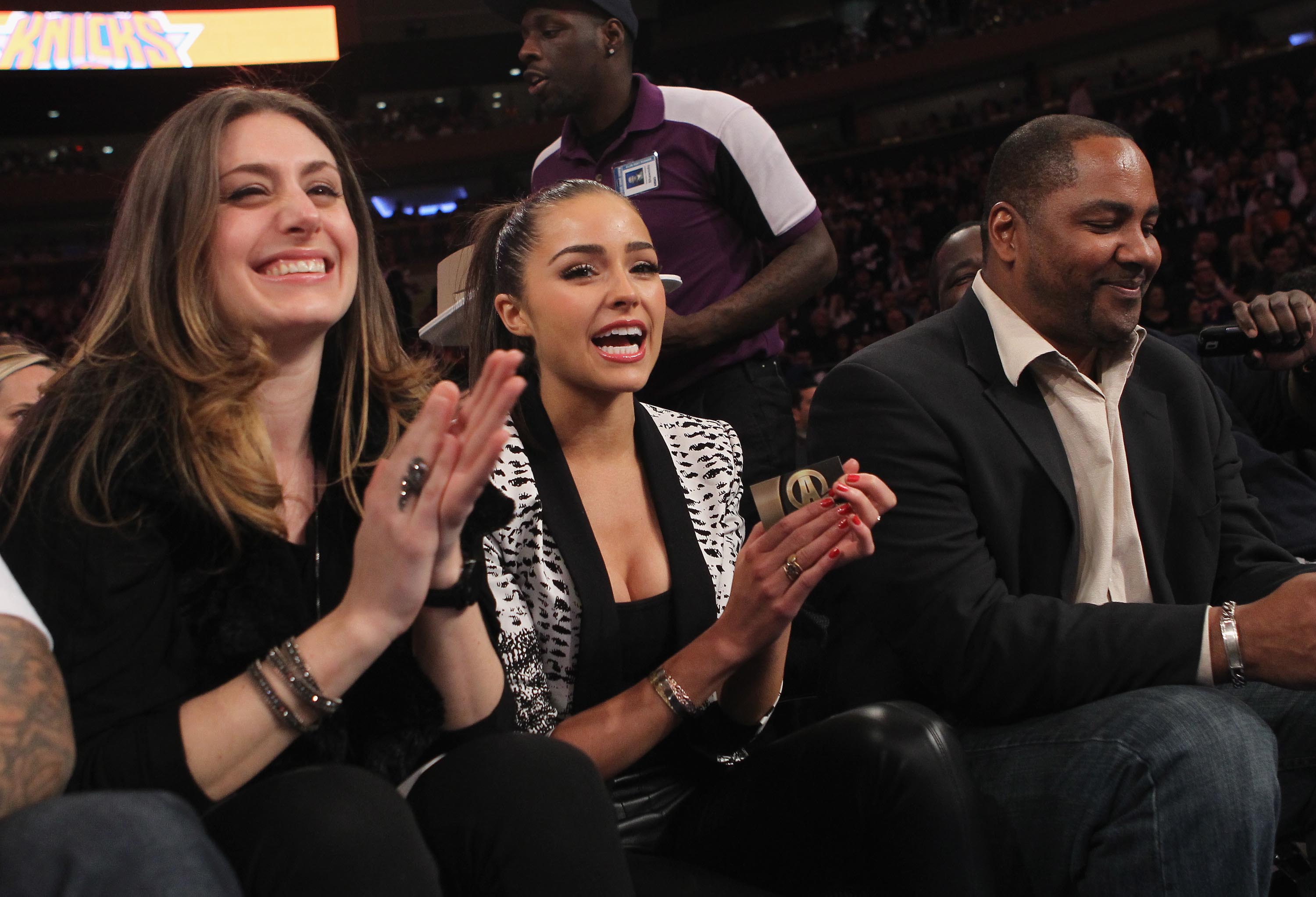 Olivia Culpo attend the game between the New York Knicks and the Memphis Grizzlies