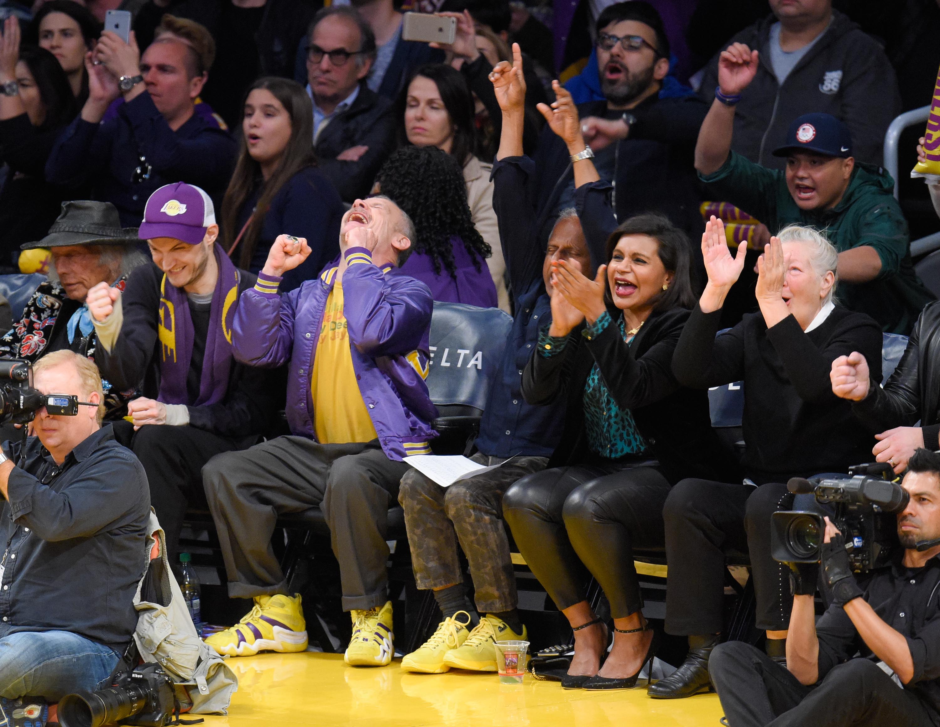 Mindy Kaling attends a basketball game between the Utah Jazz and the LA Lakers