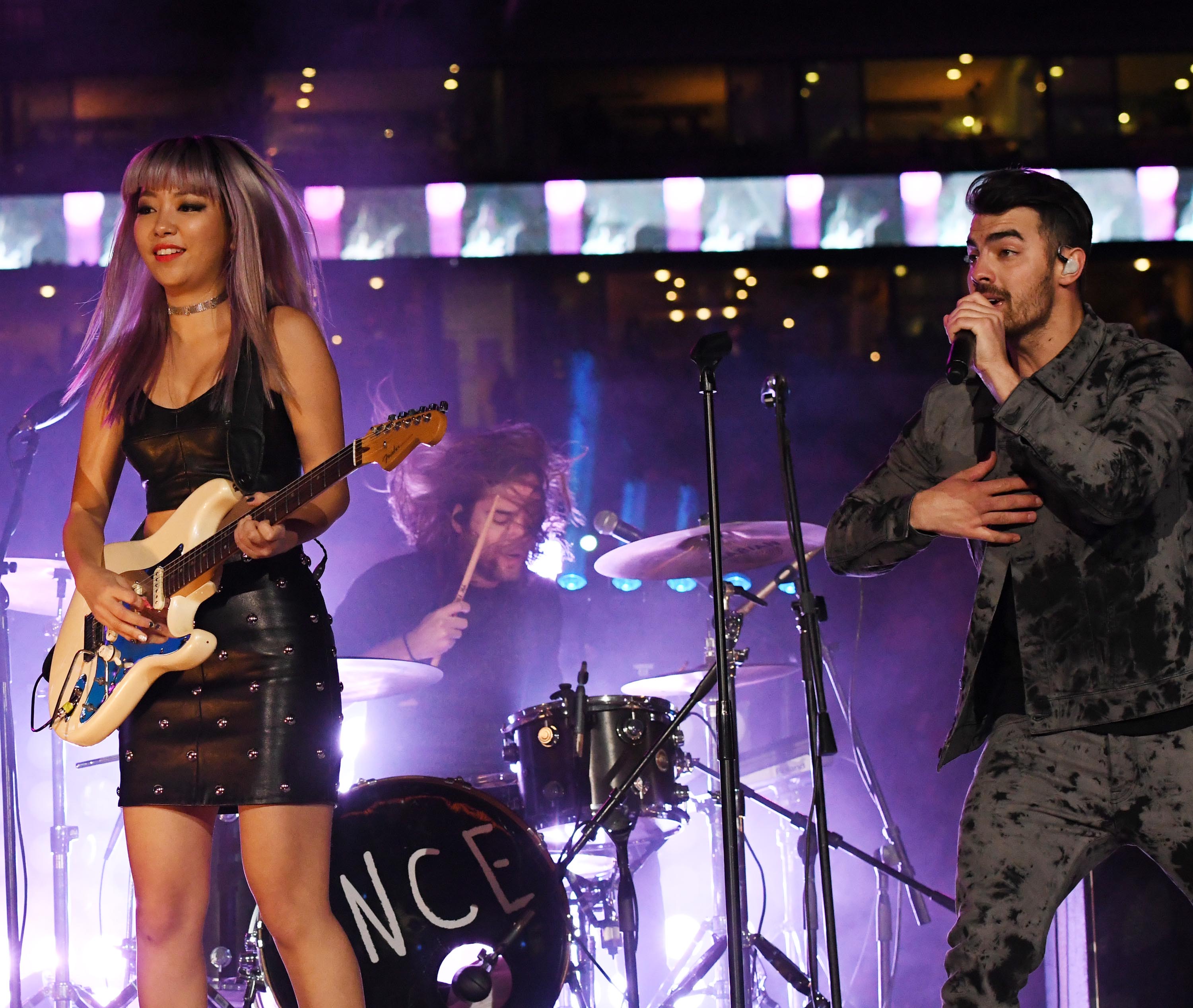 JinJoo Lee performs during the half time show