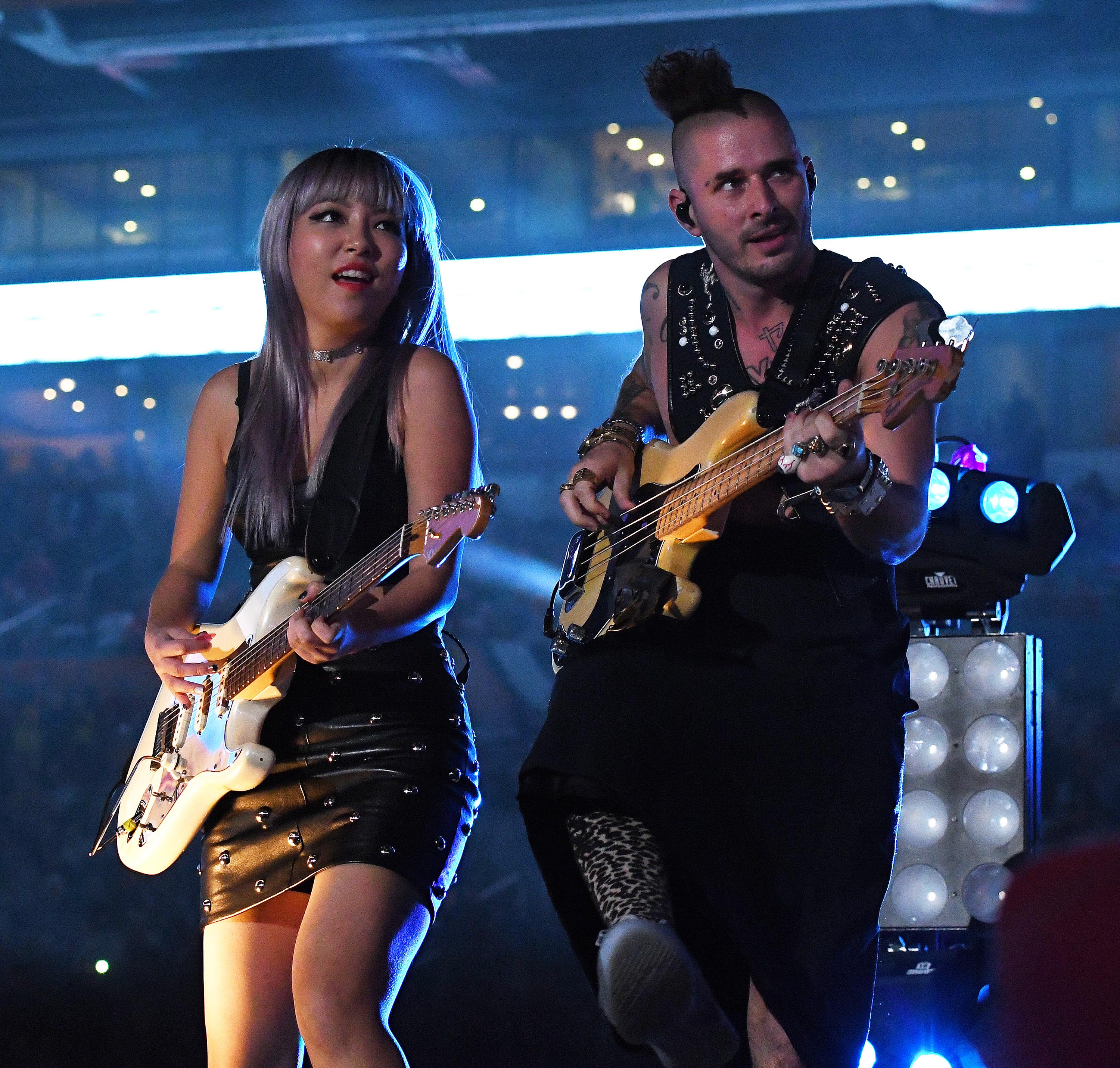 JinJoo Lee performs during the half time show