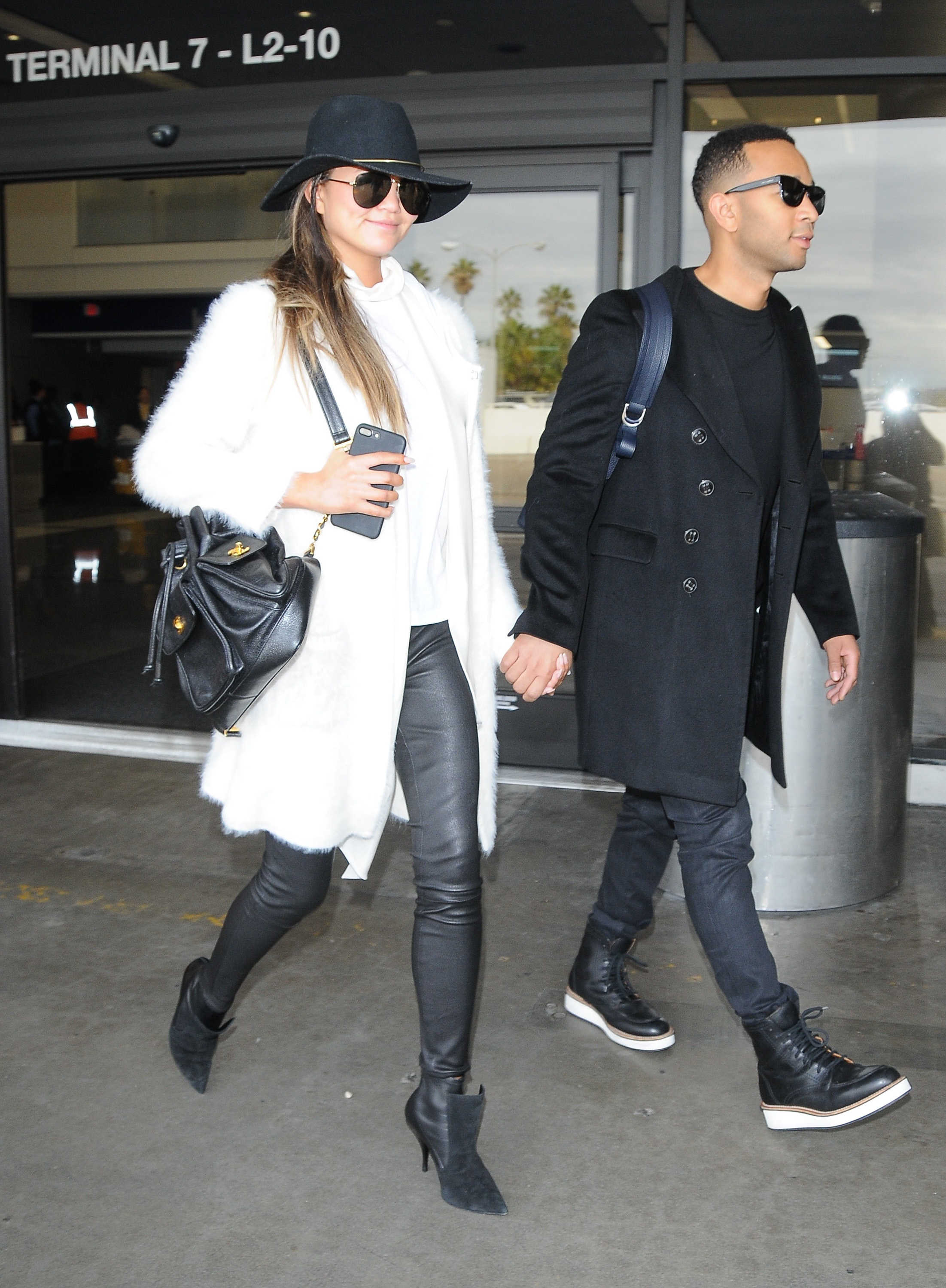 Chrissy Teigen arriving at LAX