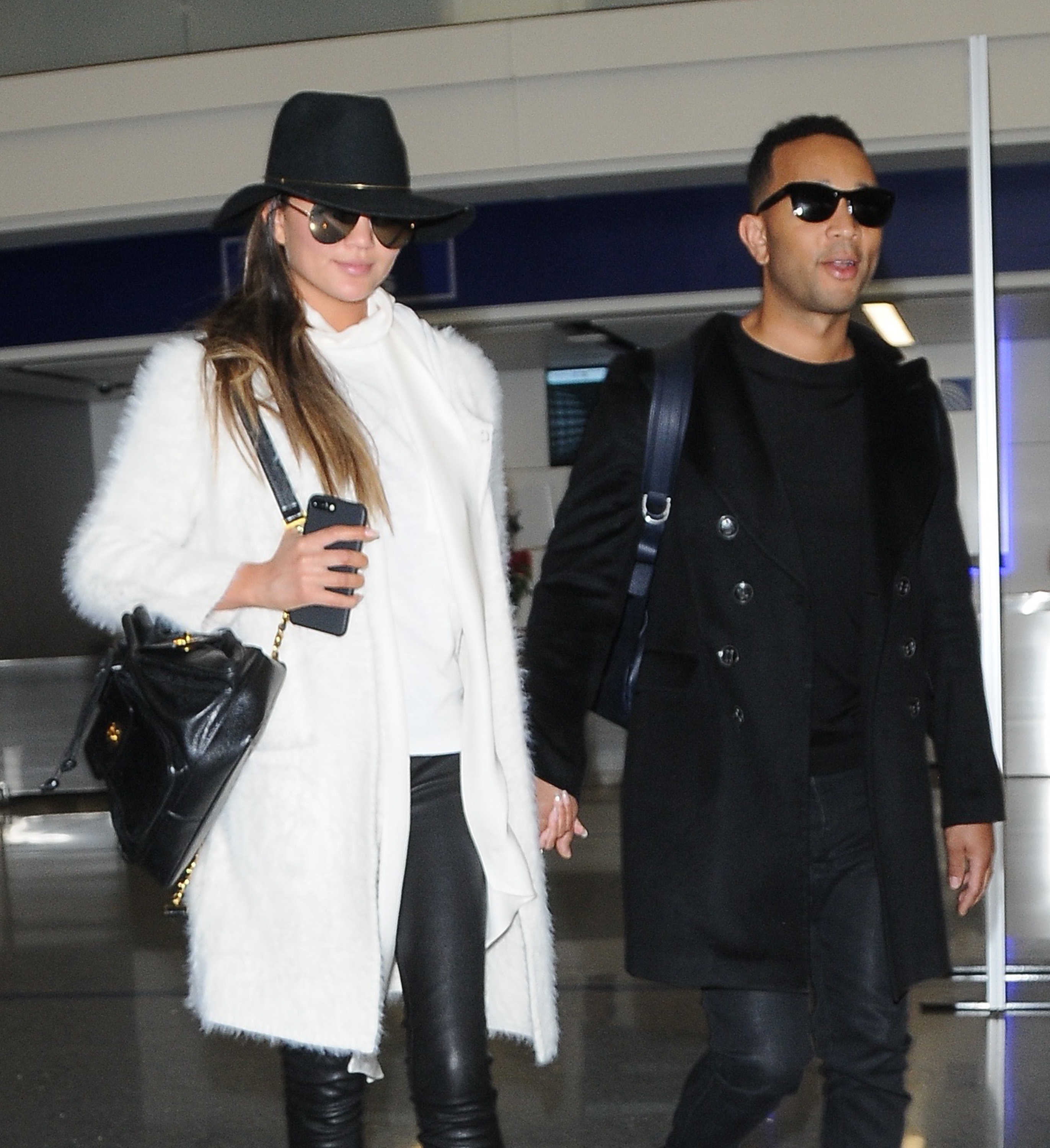 Chrissy Teigen arriving at LAX