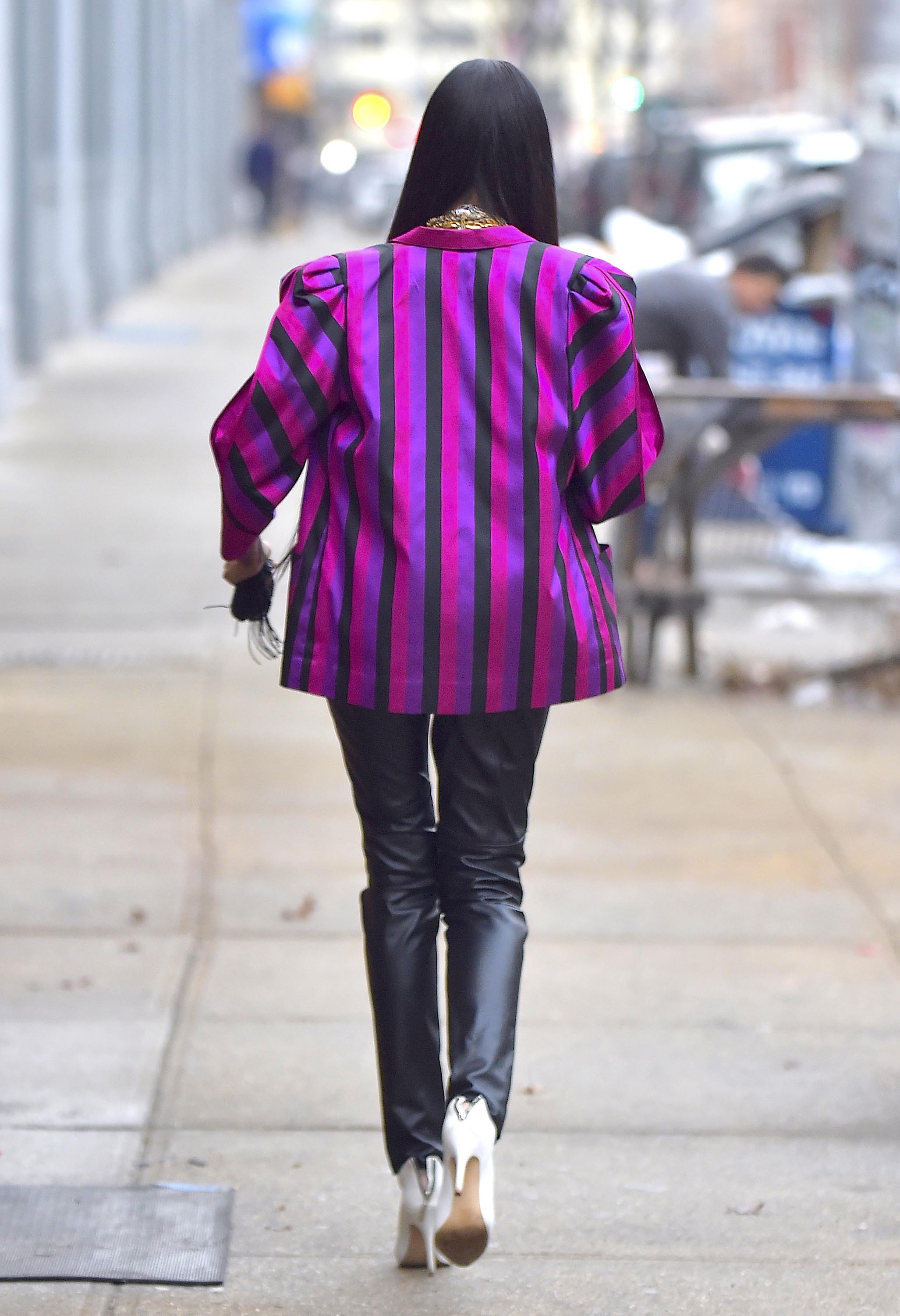 Jessica White is seen during a photo shoot in Soho