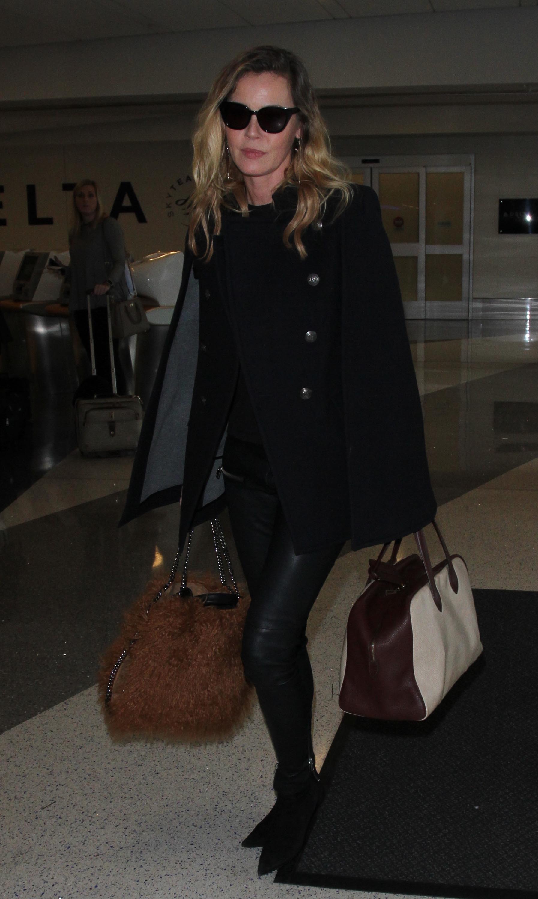 Connie Nielsen is seen at LAX