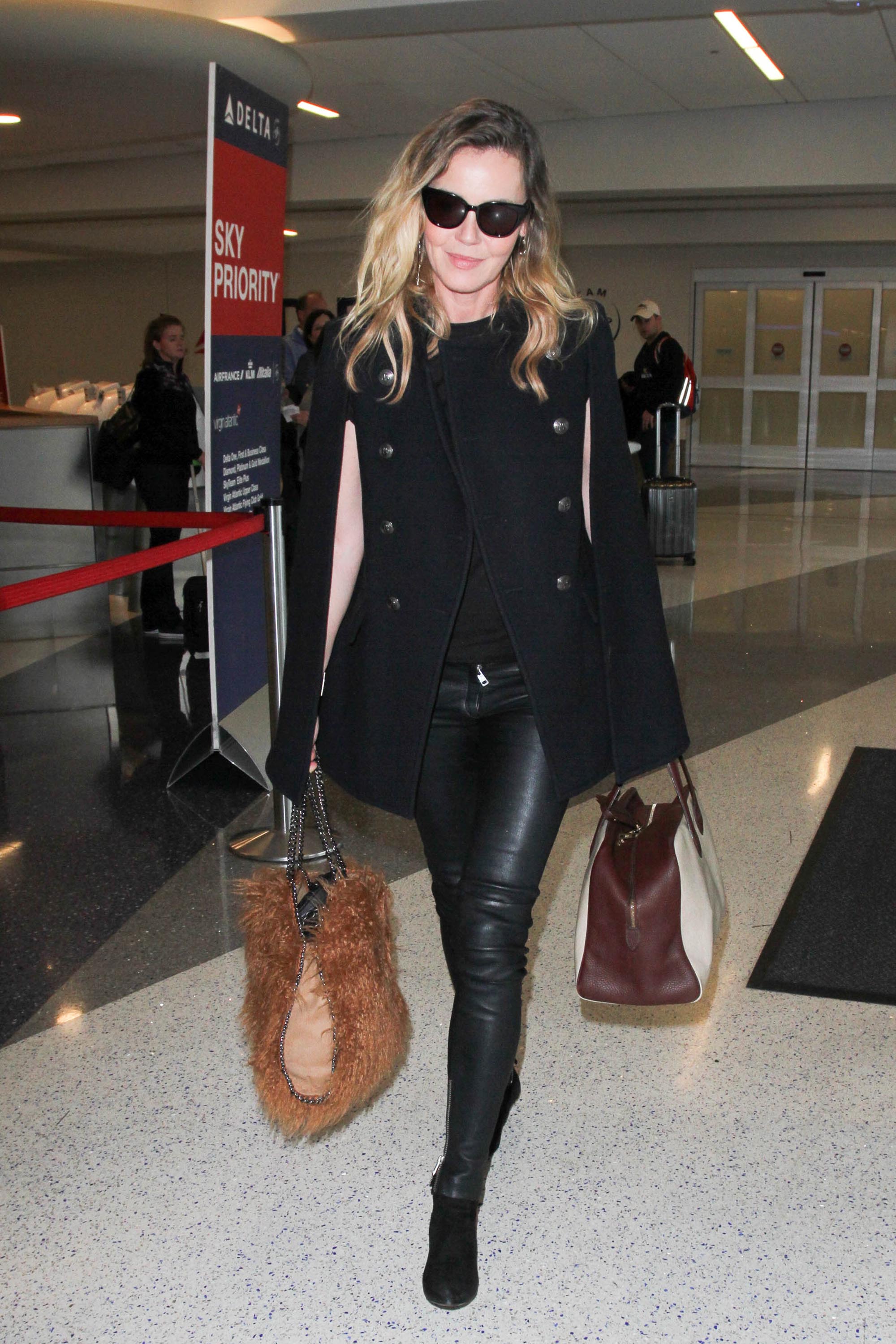 Connie Nielsen is seen at LAX