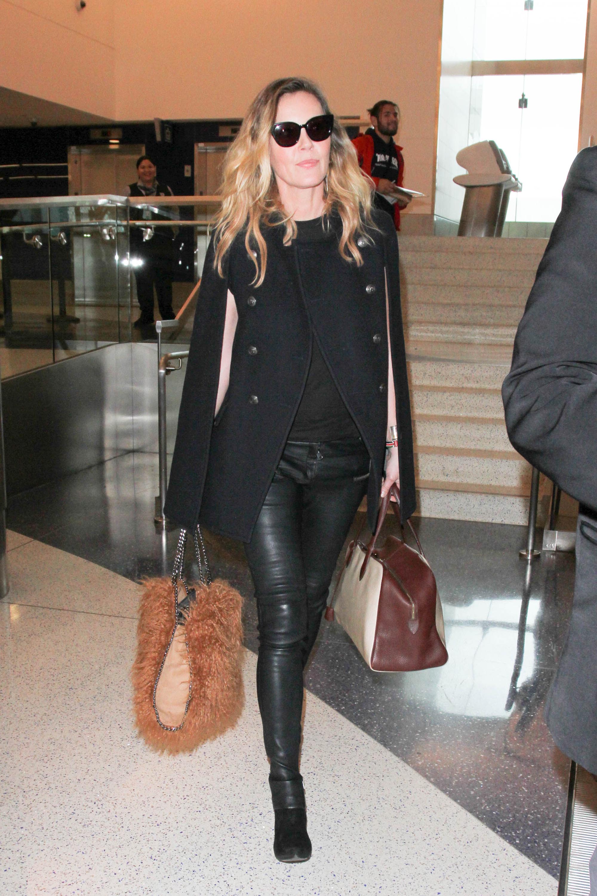 Connie Nielsen is seen at LAX