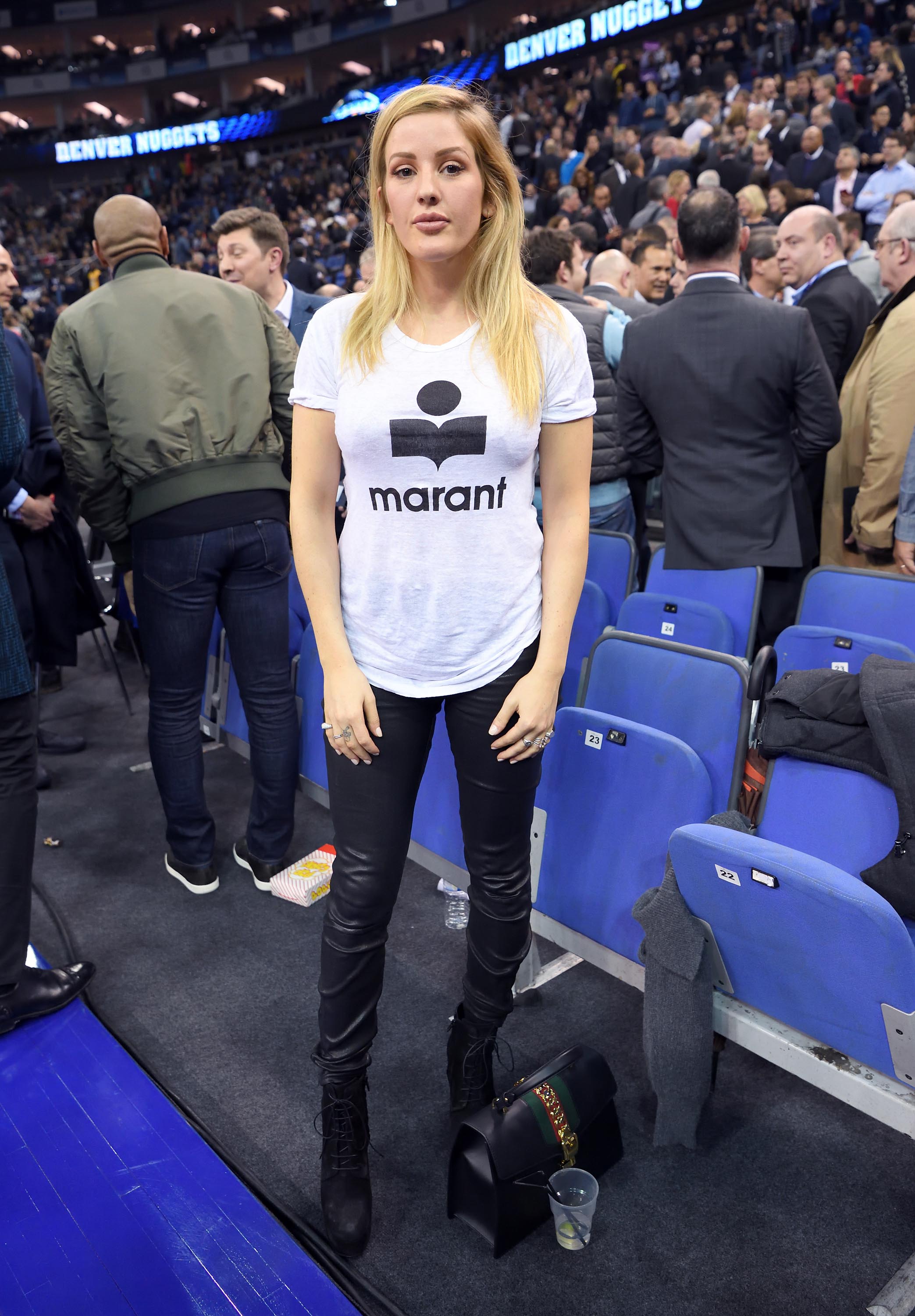 Ellie Goulding attends the Denver Nuggets v Indiana Pacers match