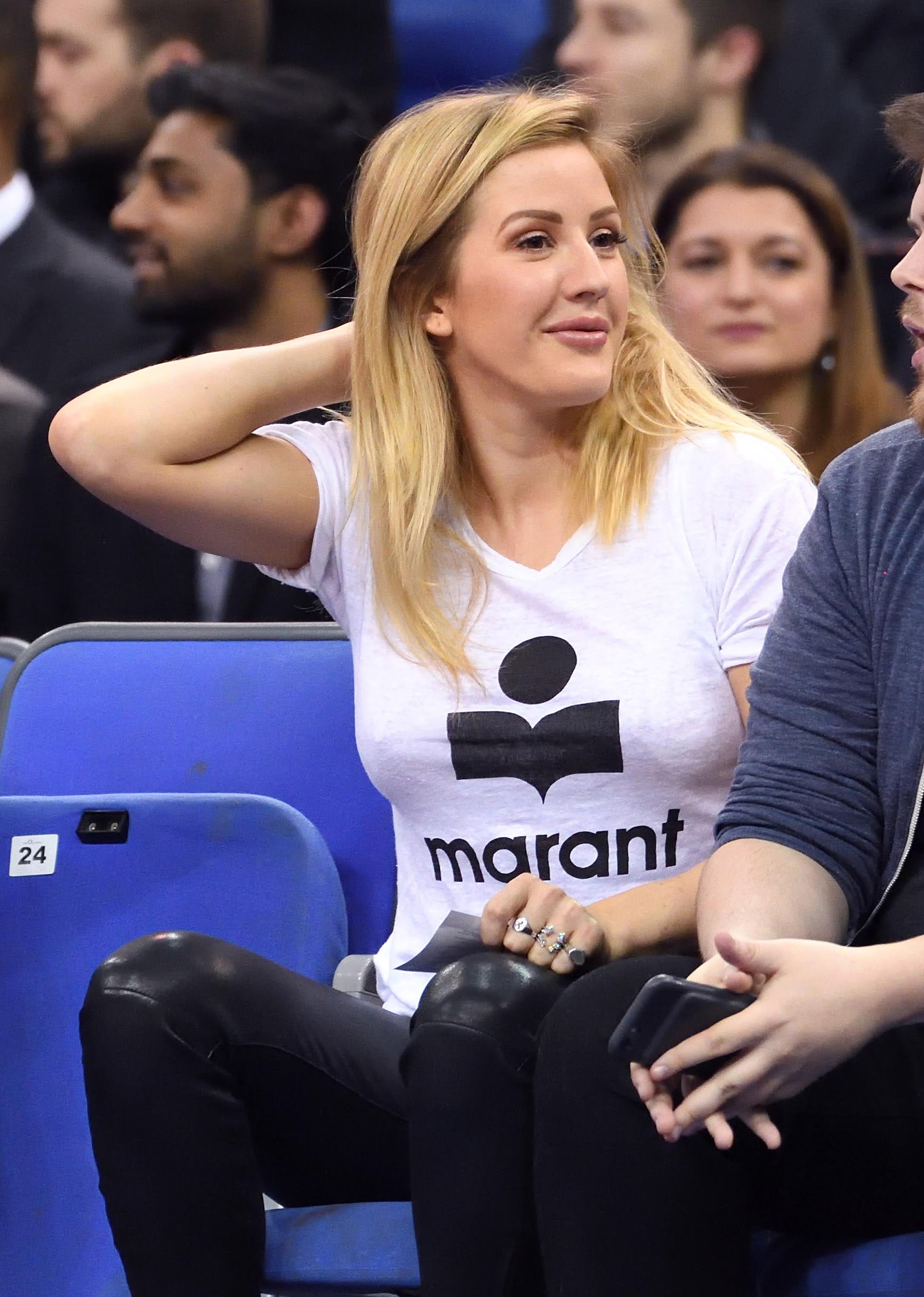 Ellie Goulding attends the Denver Nuggets v Indiana Pacers match