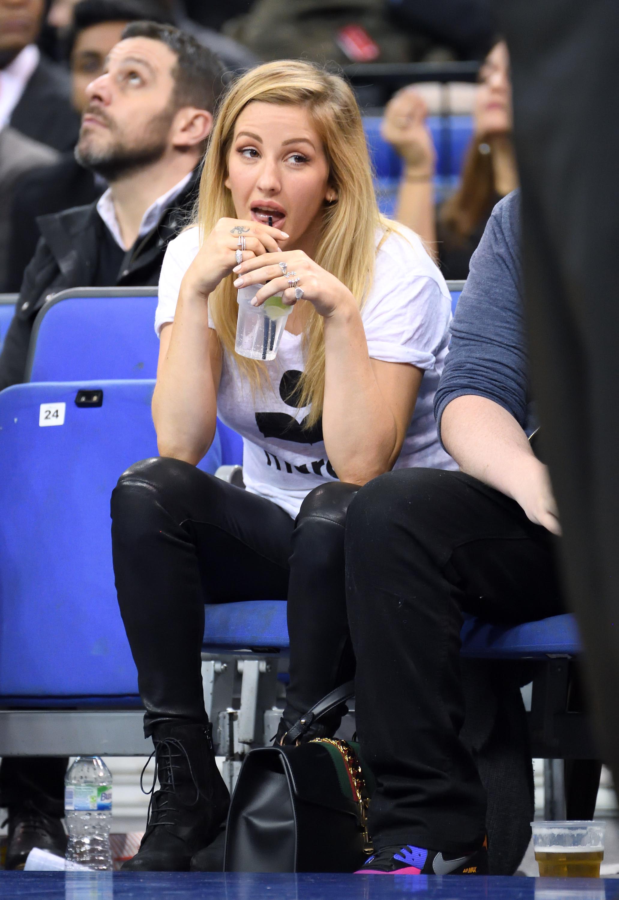 Ellie Goulding attends the Denver Nuggets v Indiana Pacers match