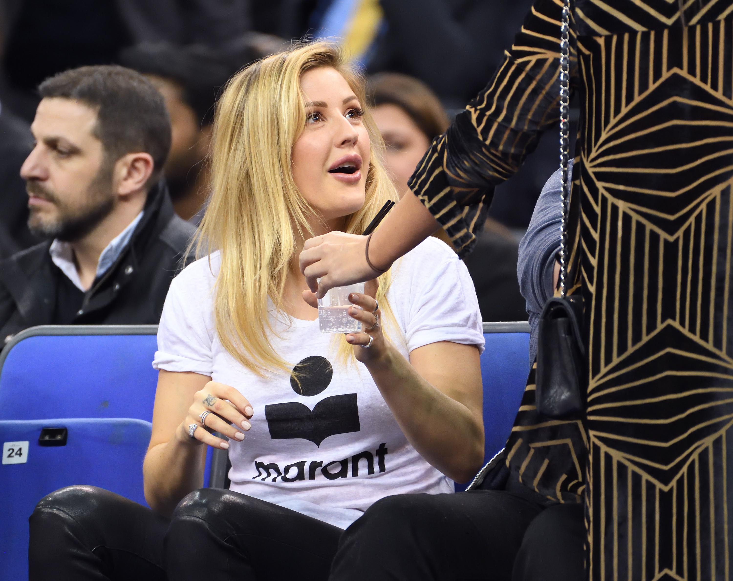 Ellie Goulding attends the Denver Nuggets v Indiana Pacers match