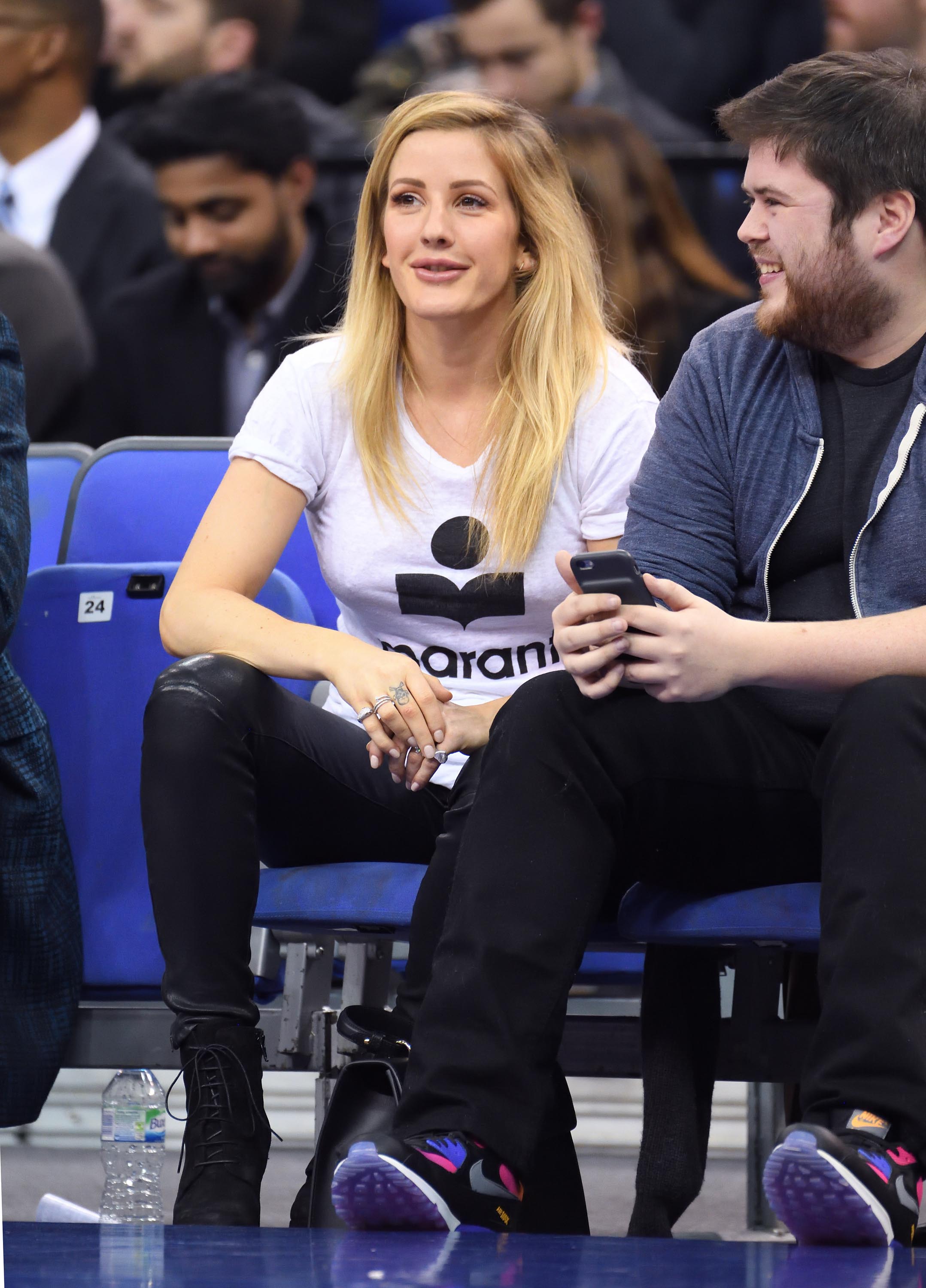 Ellie Goulding attends the Denver Nuggets v Indiana Pacers match