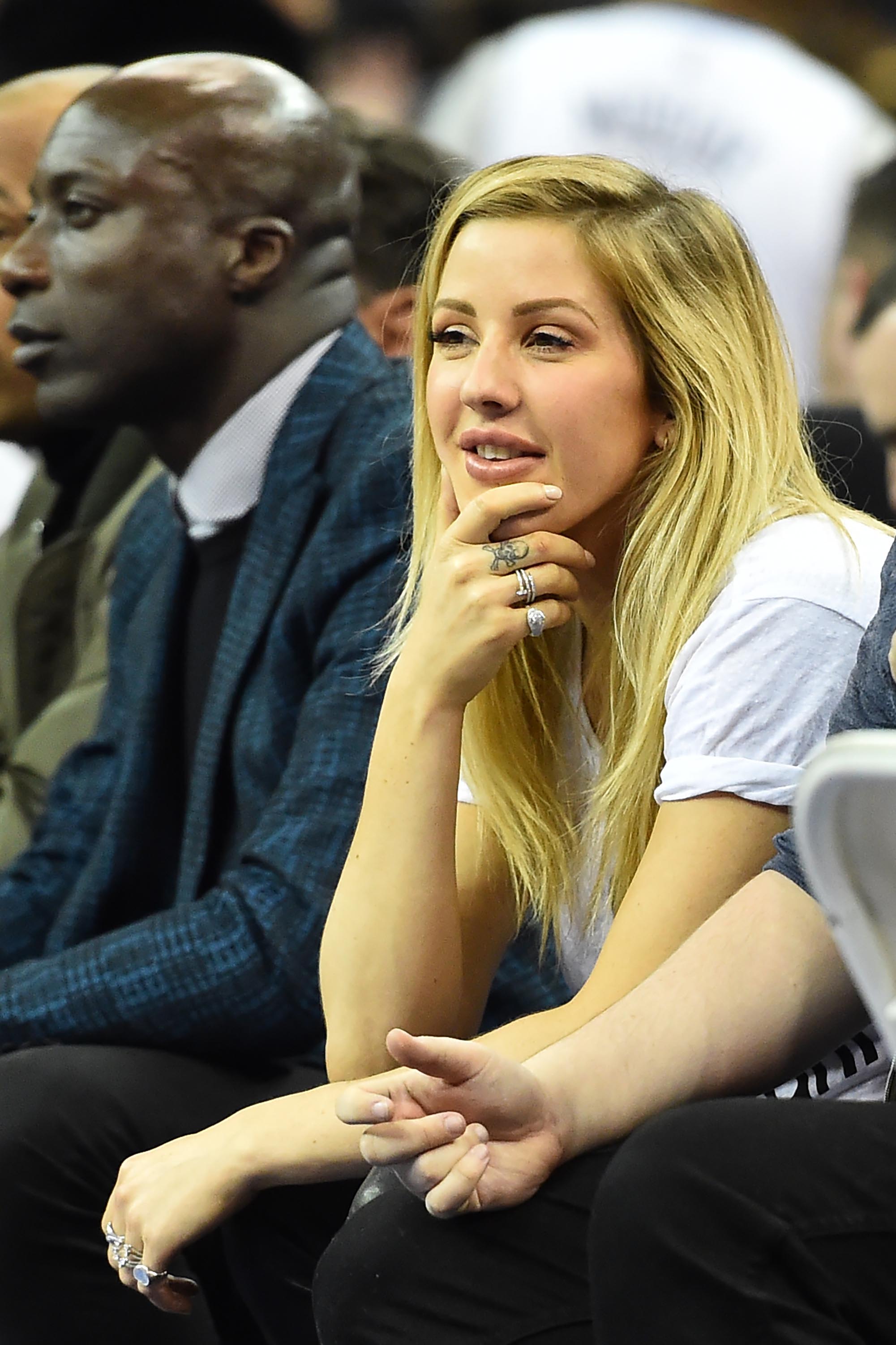 Ellie Goulding attends the Denver Nuggets v Indiana Pacers match