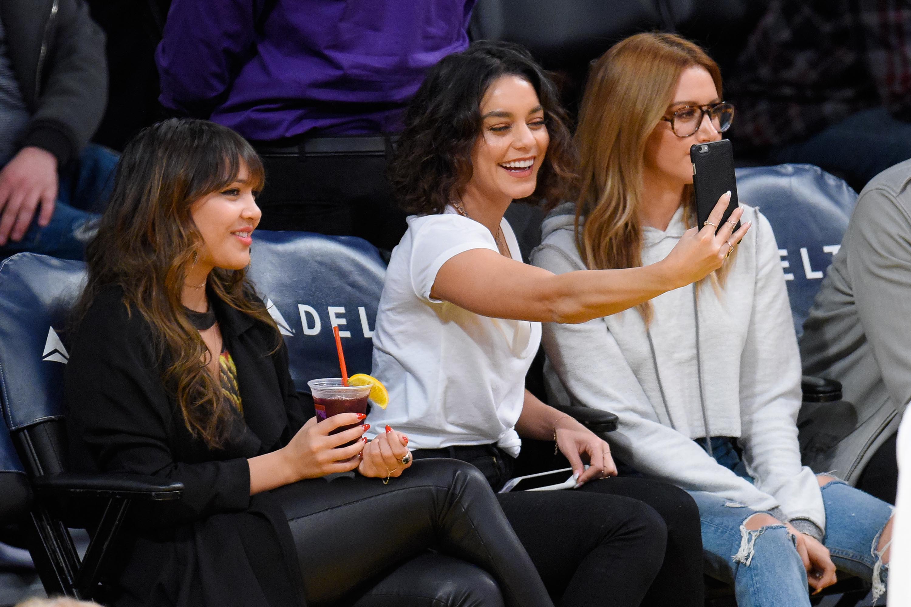 Stella Hudgens attends a basketball game