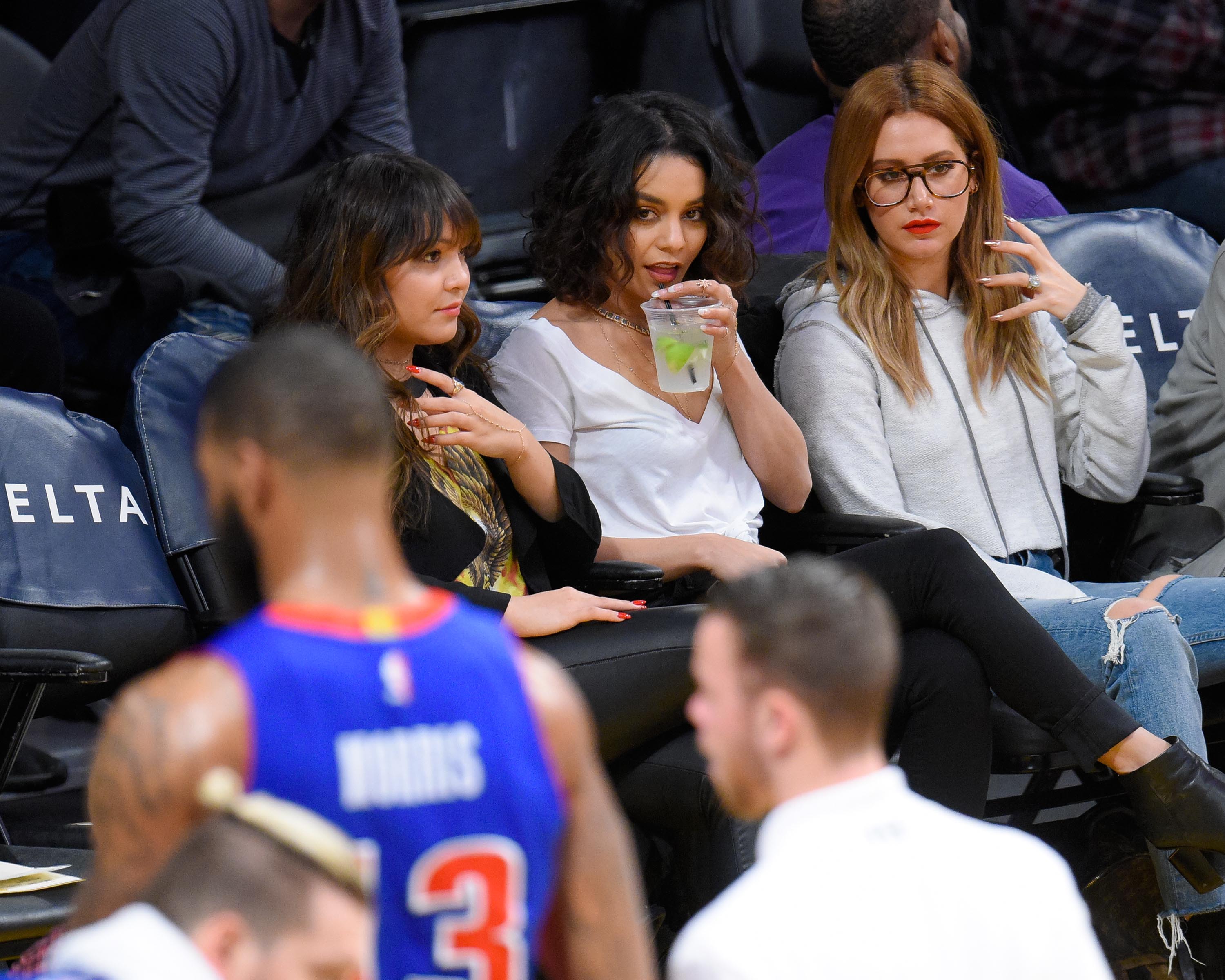 Stella Hudgens attends a basketball game