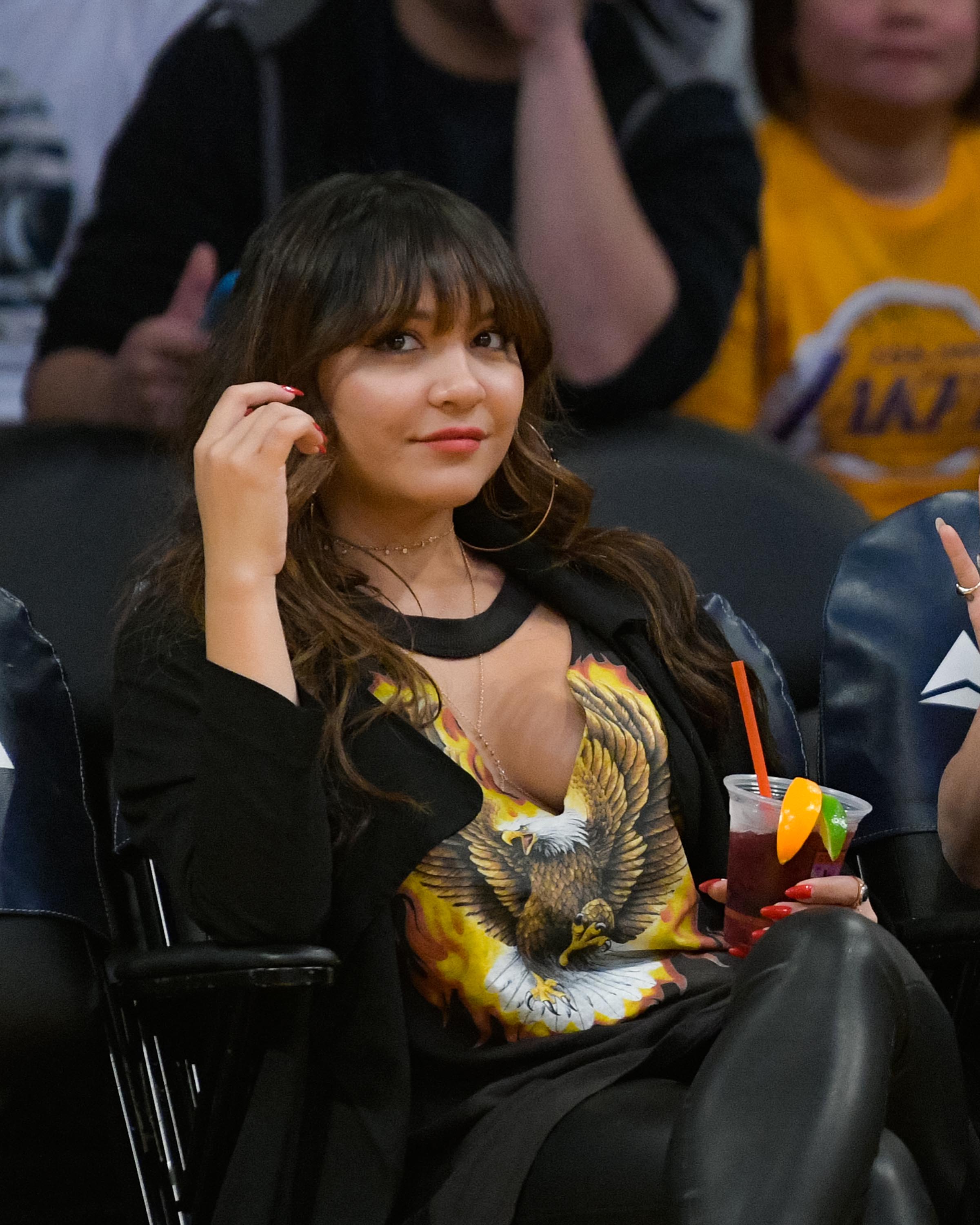 Stella Hudgens attends a basketball game