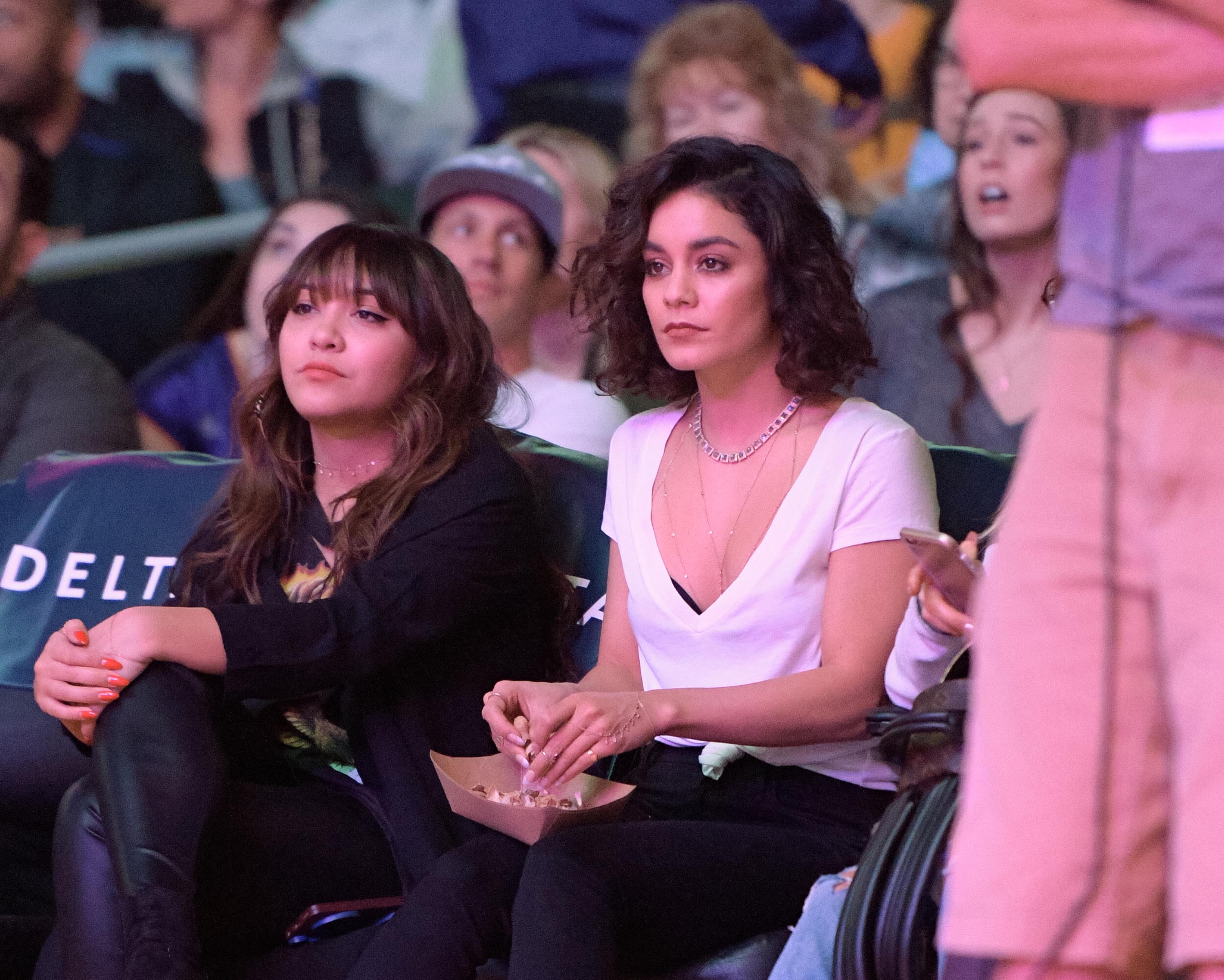 Stella Hudgens attends a basketball game