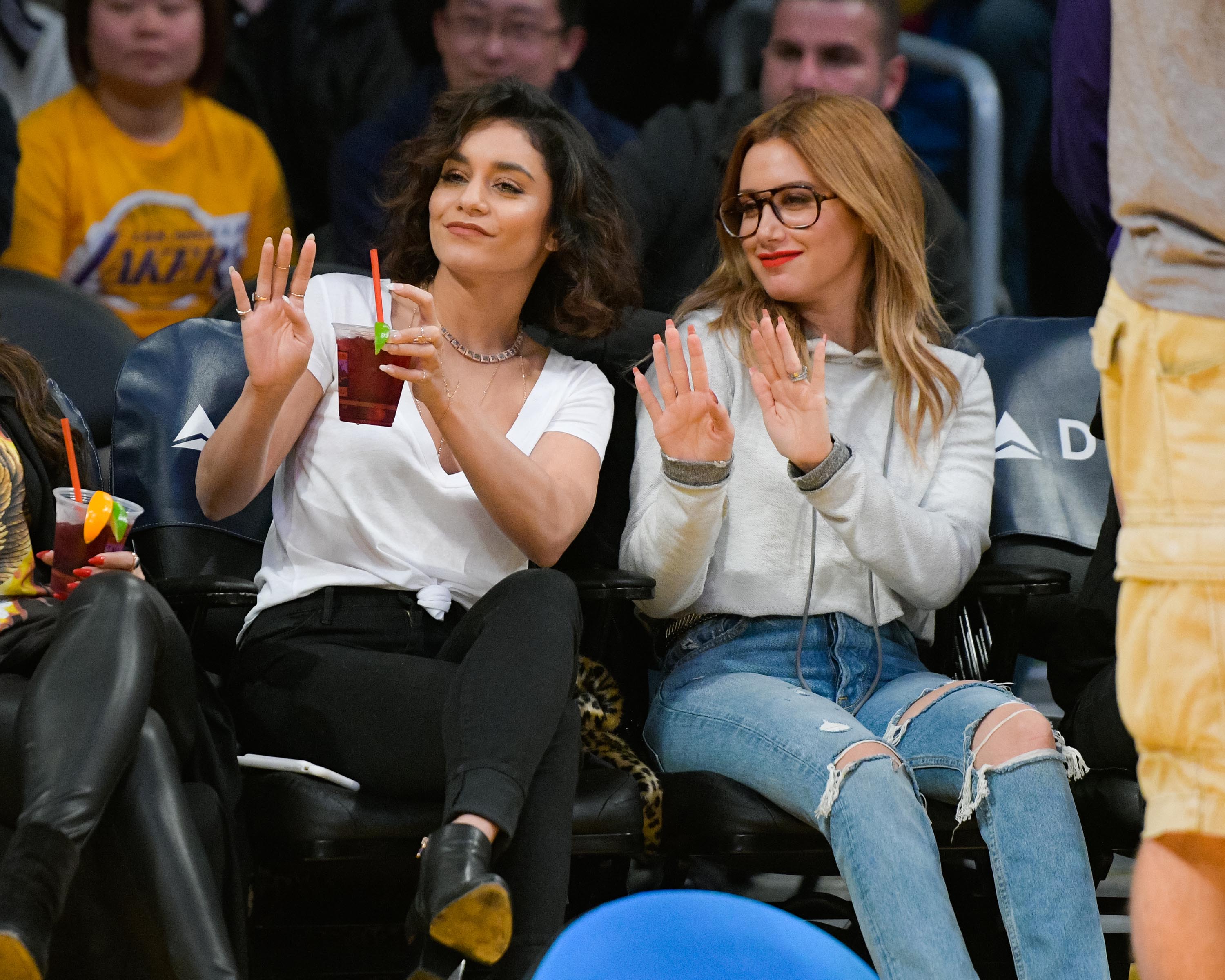 Stella Hudgens attends a basketball game