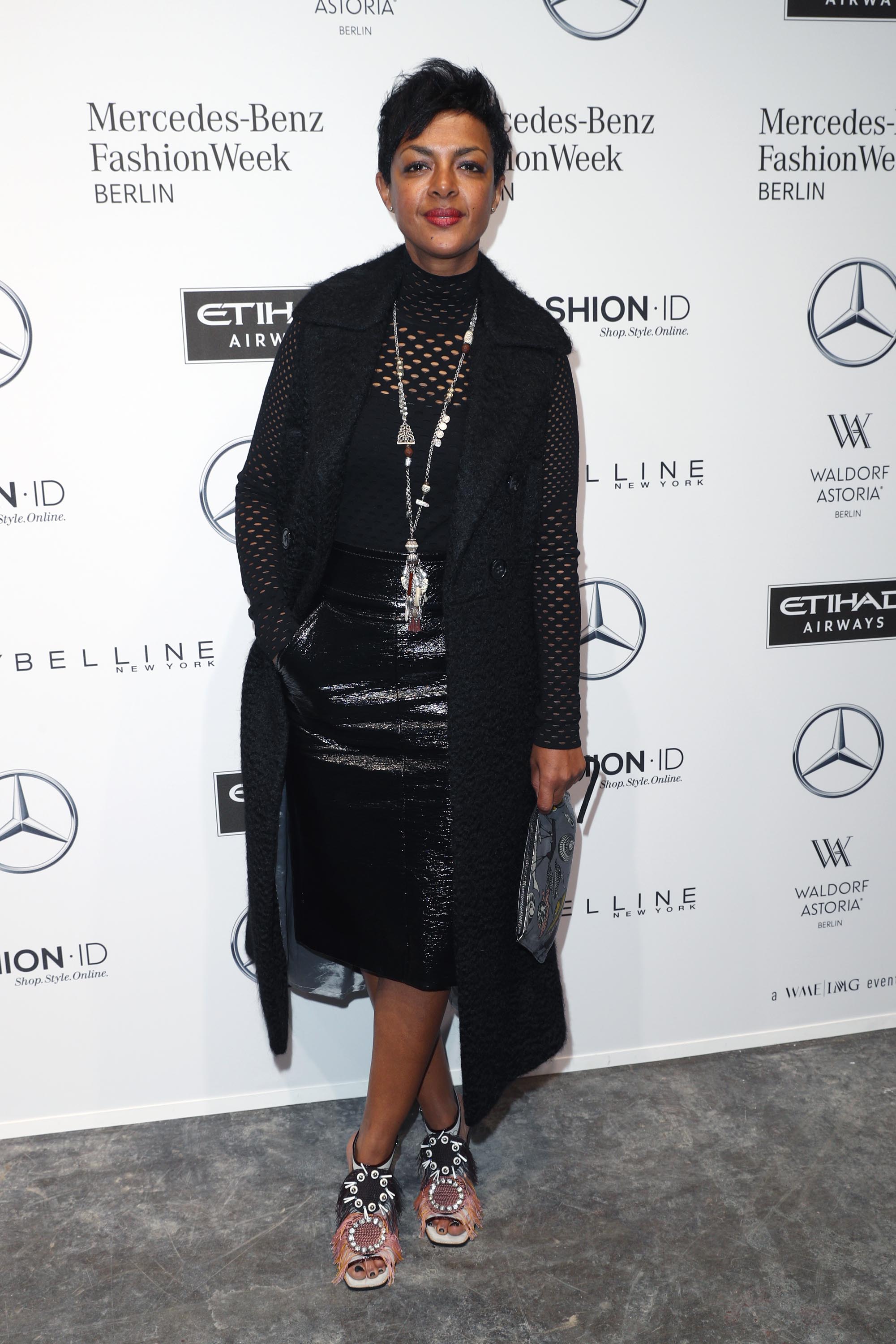 Dennenesch Zoude attends the Mercedes-Benz Fashion Week Berlin
